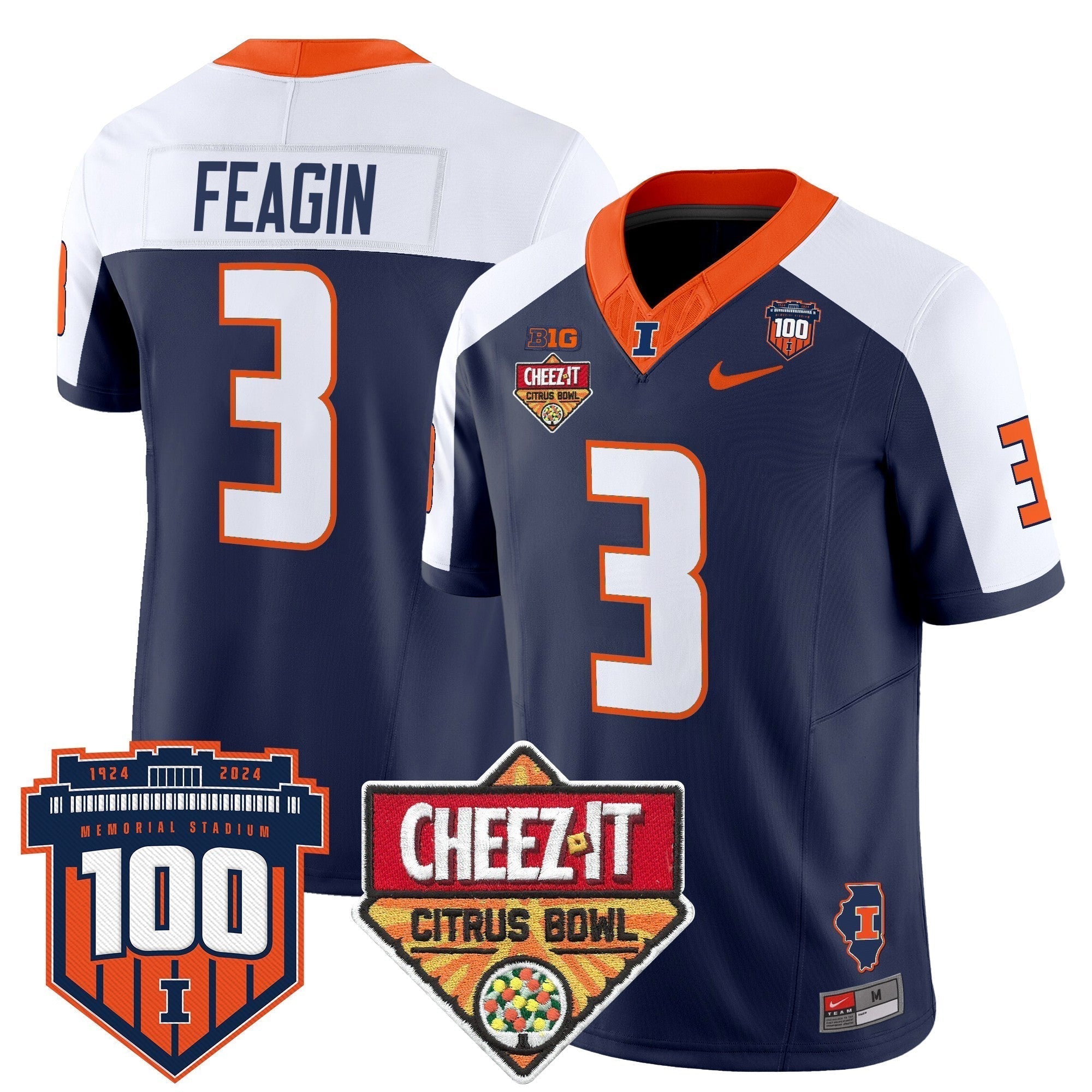 Men Illinois Fighting Illini 2025 Cheez-It Citrus Bowl Patch Vapor Limited Jersey - All Stitched