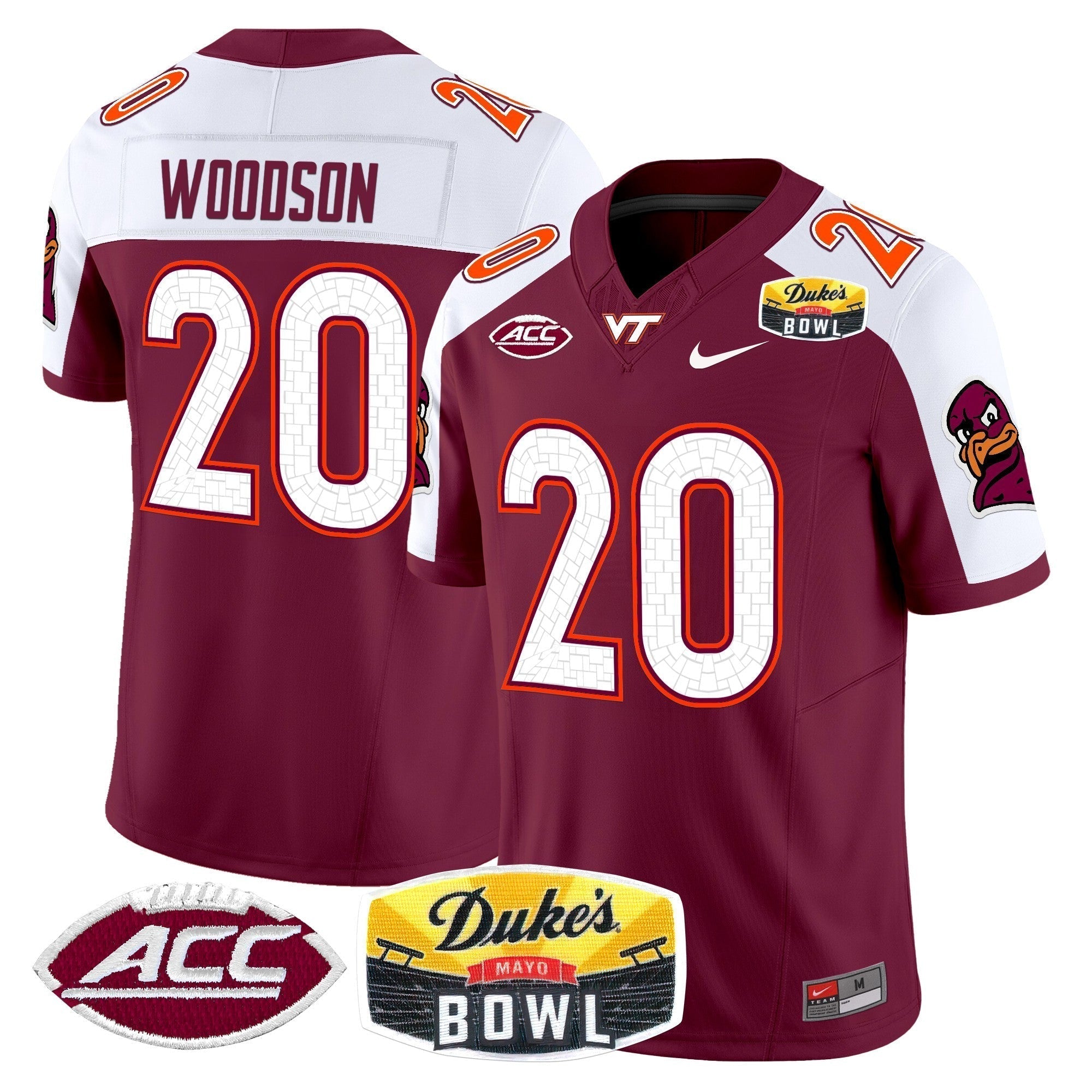 Men Virginia Tech Hokies 2025 Duke's Mayo Bowl Patch Vapor Limited Jersey - All Stitched