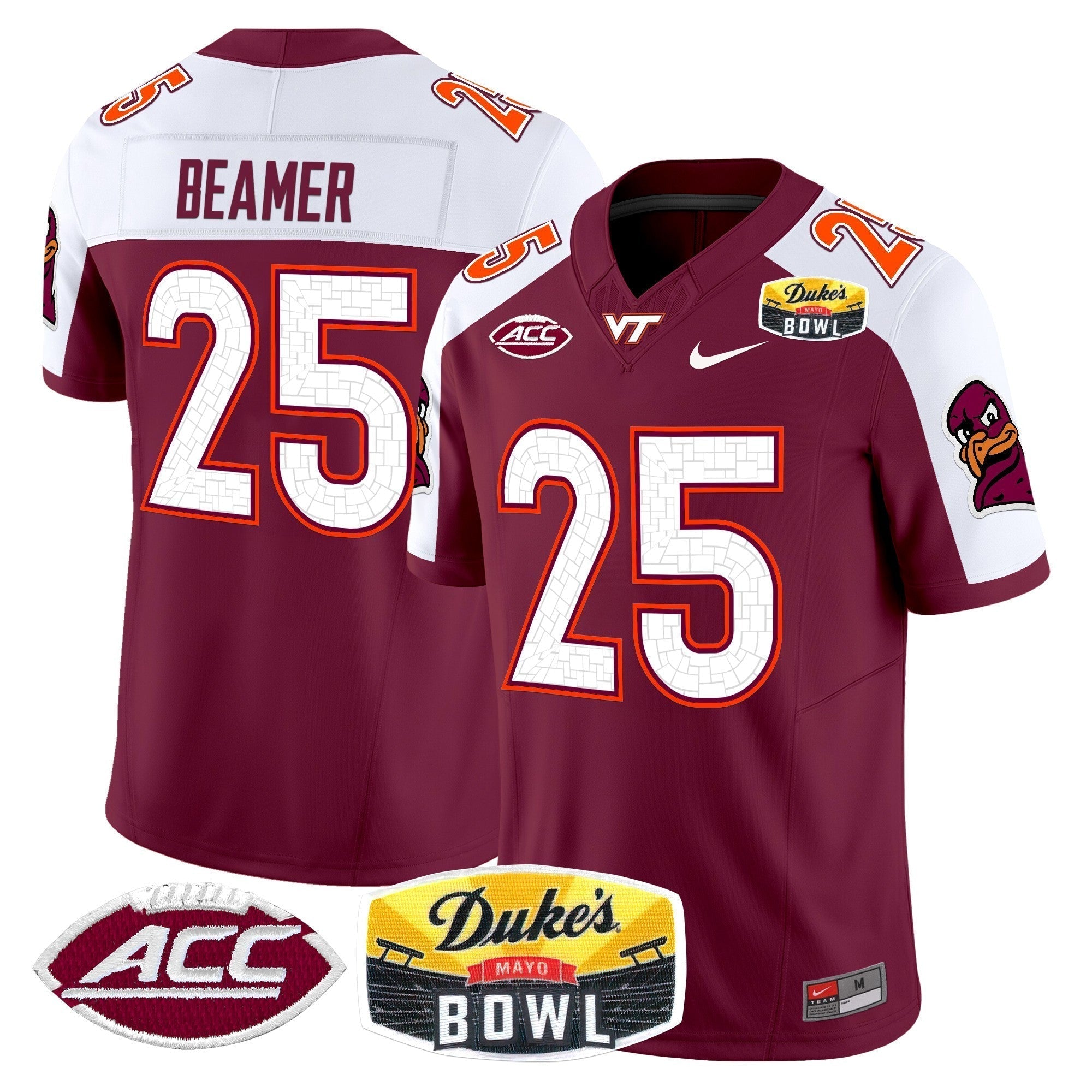 Men Virginia Tech Hokies 2025 Duke's Mayo Bowl Patch Vapor Limited Jersey - All Stitched