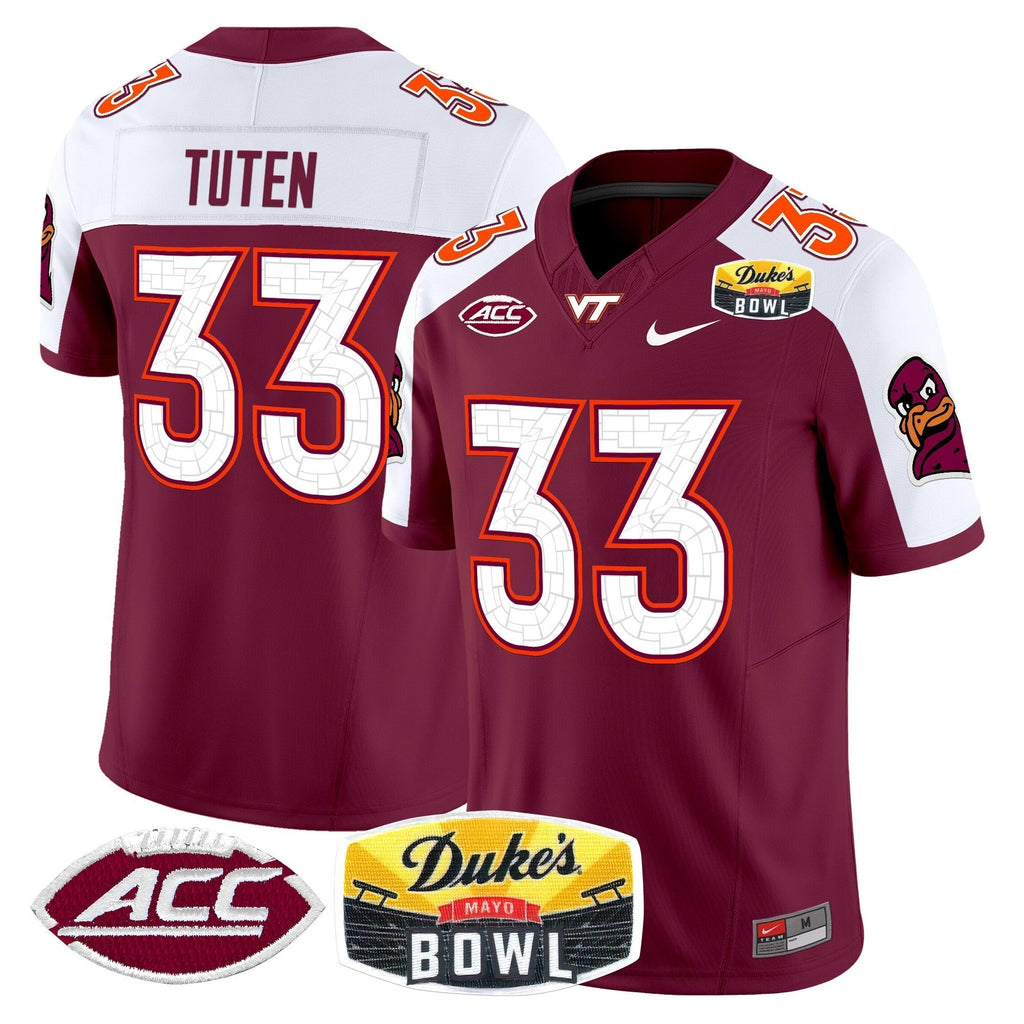 Men Virginia Tech Hokies 2025 Duke's Mayo Bowl Patch Vapor Limited Jersey - All Stitched