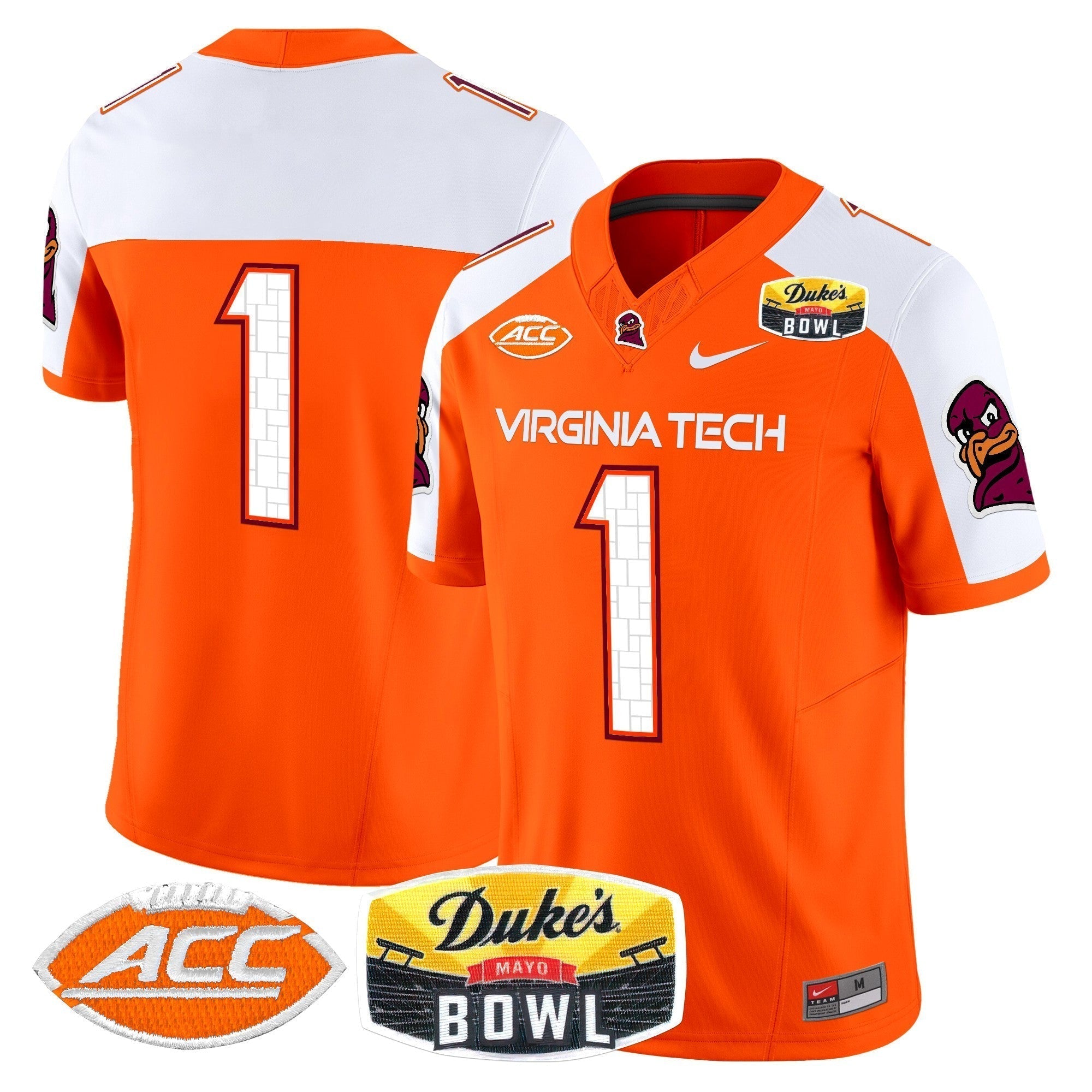 Men Virginia Tech Hokies 2025 Duke's Mayo Bowl Patch Vapor Limited Jersey - All Stitched