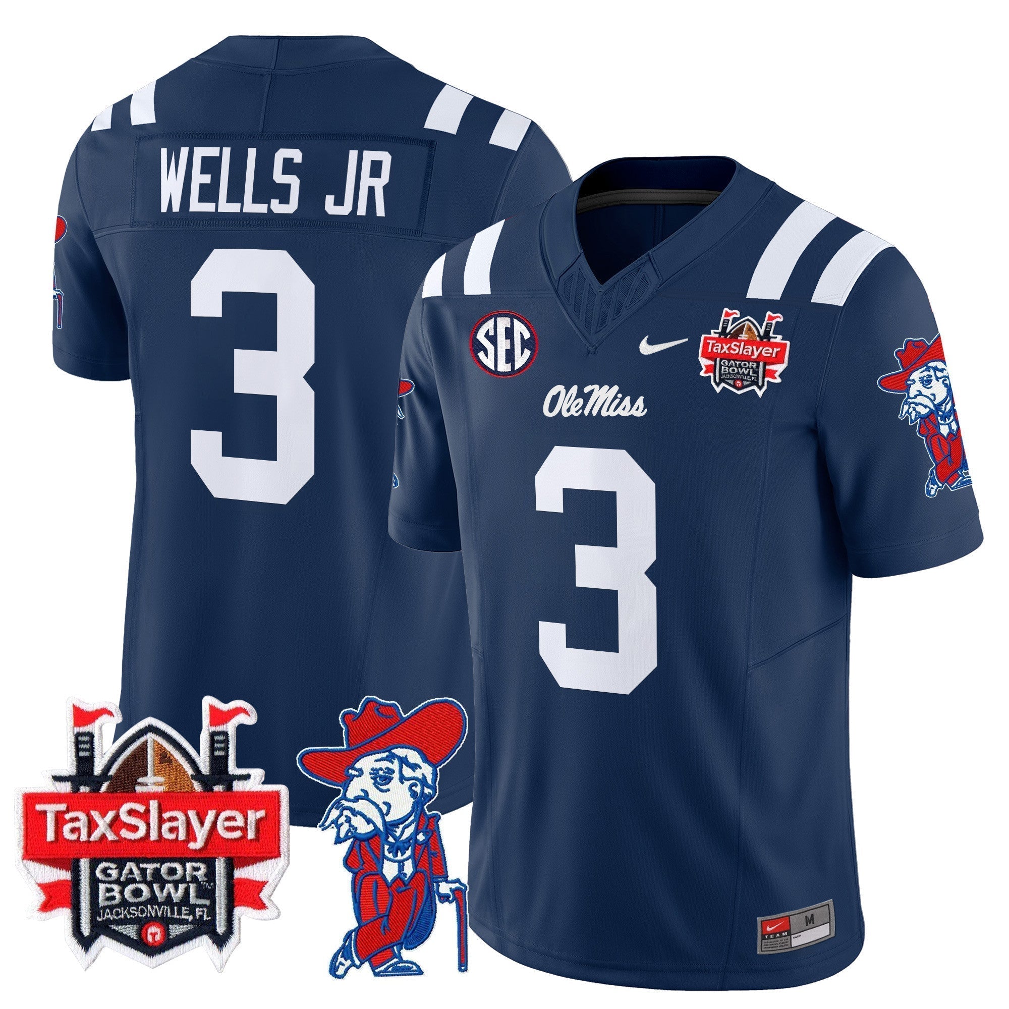 Men Ole Miss Rebels 2025 Gator Bowl Patch Vapor Limited Jersey - All Stitched