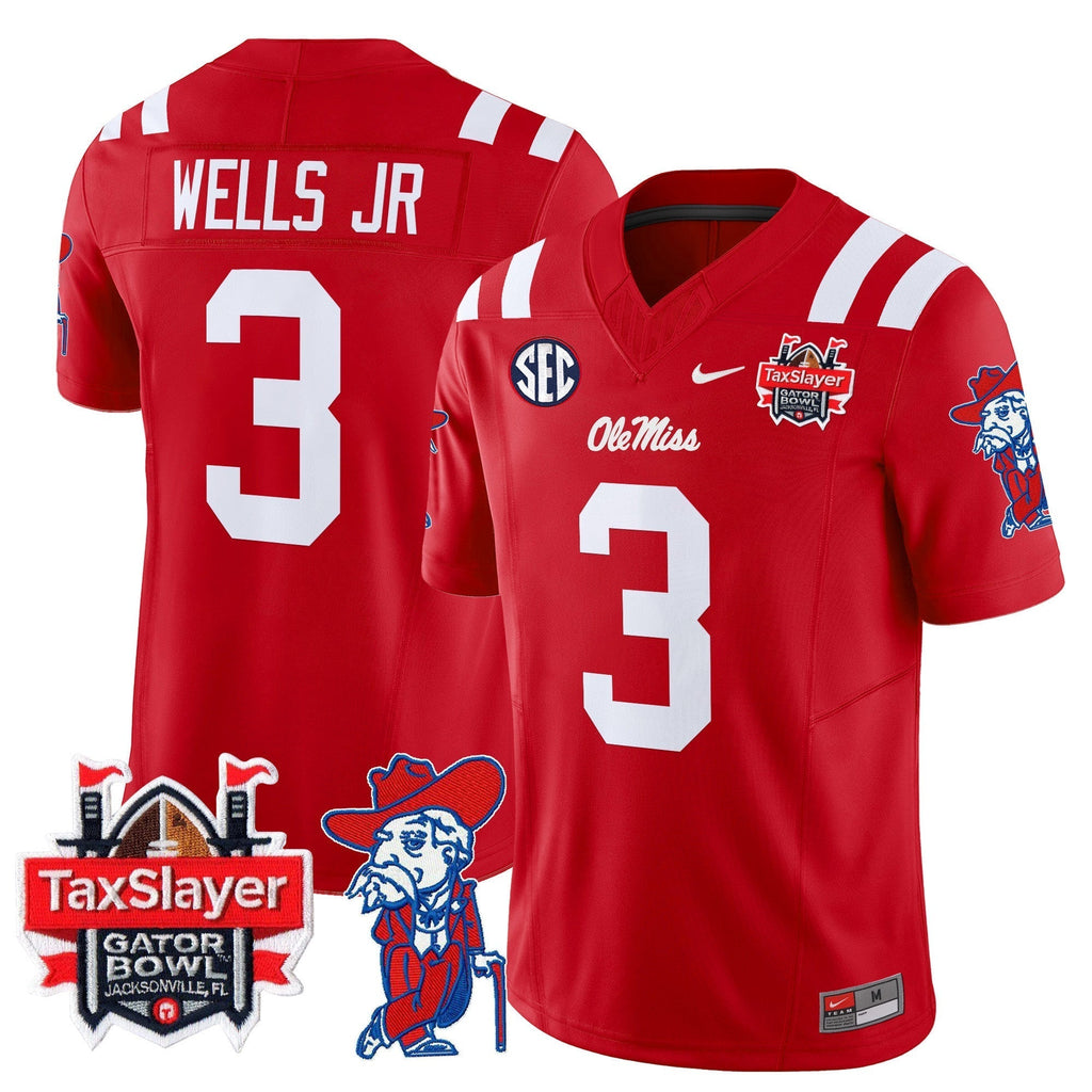 Men Ole Miss Rebels 2024 Gator Bowl Patch Vapor Limited Jersey - All Stitched