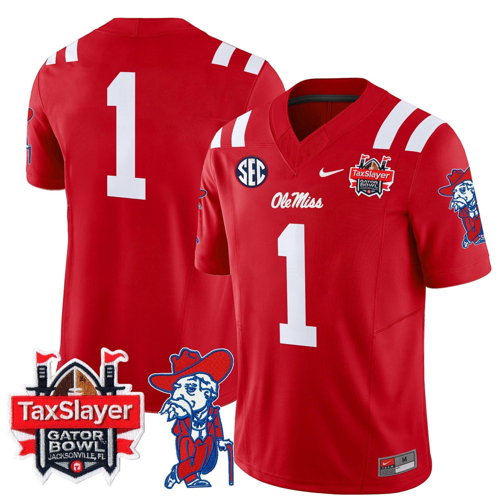 Men Ole Miss Rebels 2024 Gator Bowl Patch Vapor Limited Jersey - All Stitched