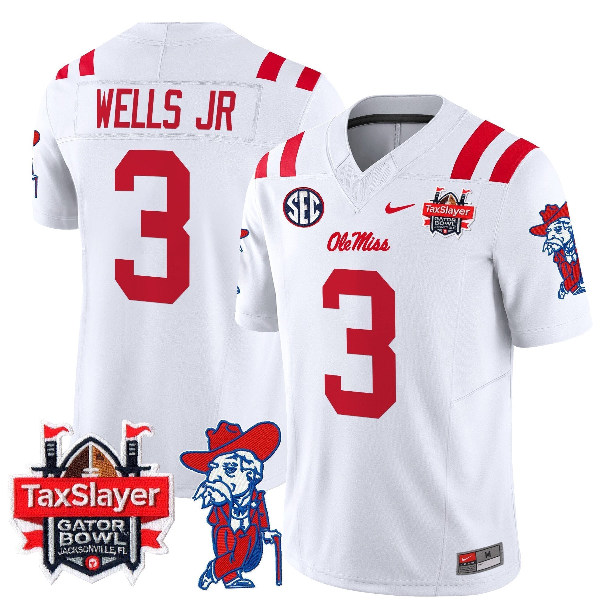 Men Ole Miss Rebels 2024 Gator Bowl Patch Vapor Limited Jersey - All Stitched
