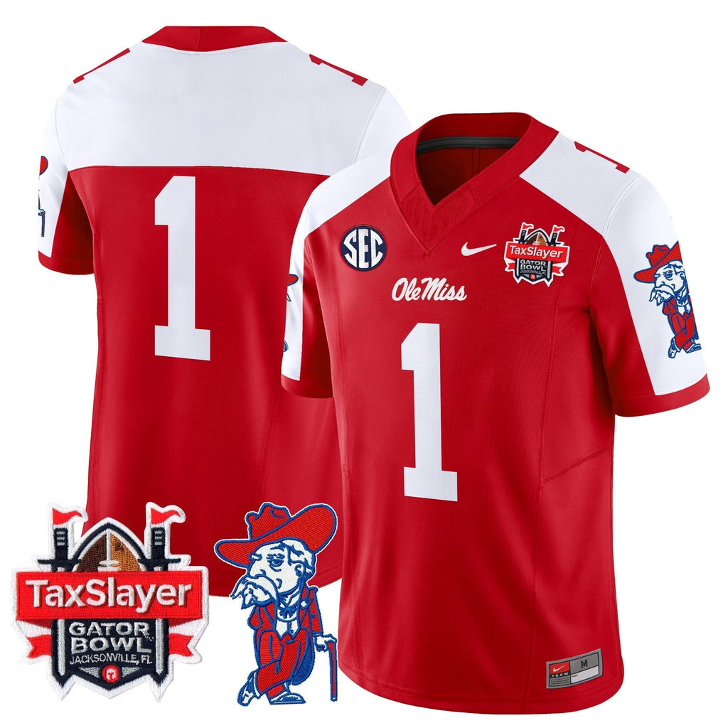 Men Ole Miss Rebels 2025 Gator Bowl Patch Vapor Limited Jersey - All Stitched