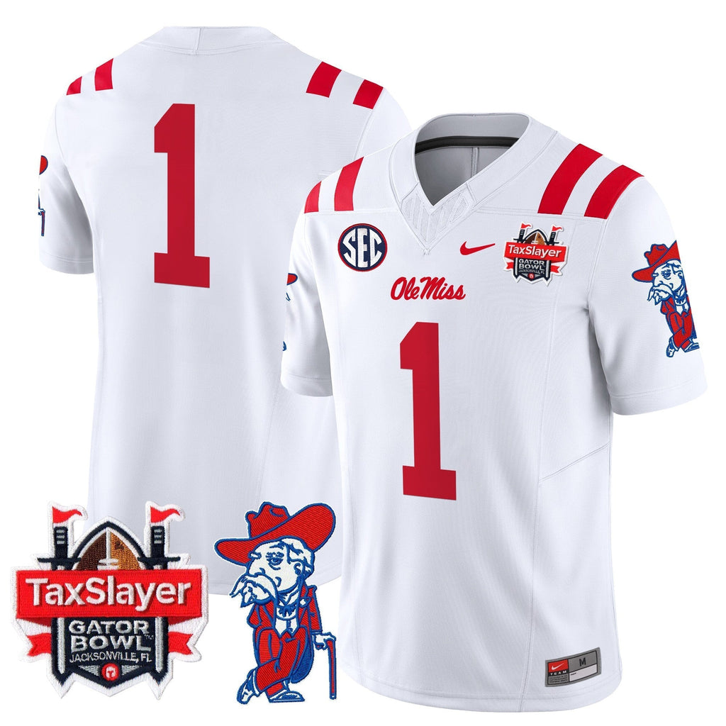 Men Ole Miss Rebels 2025 Gator Bowl Patch Vapor Limited Jersey - All Stitched
