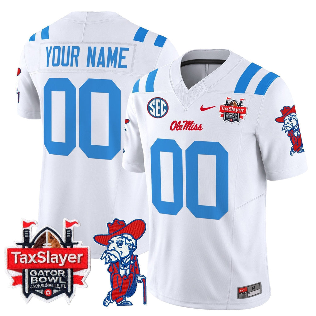 Custom Ole Miss Rebels 2025 Gator Bowl Patch Vapor Limited Jersey - All Stitched
