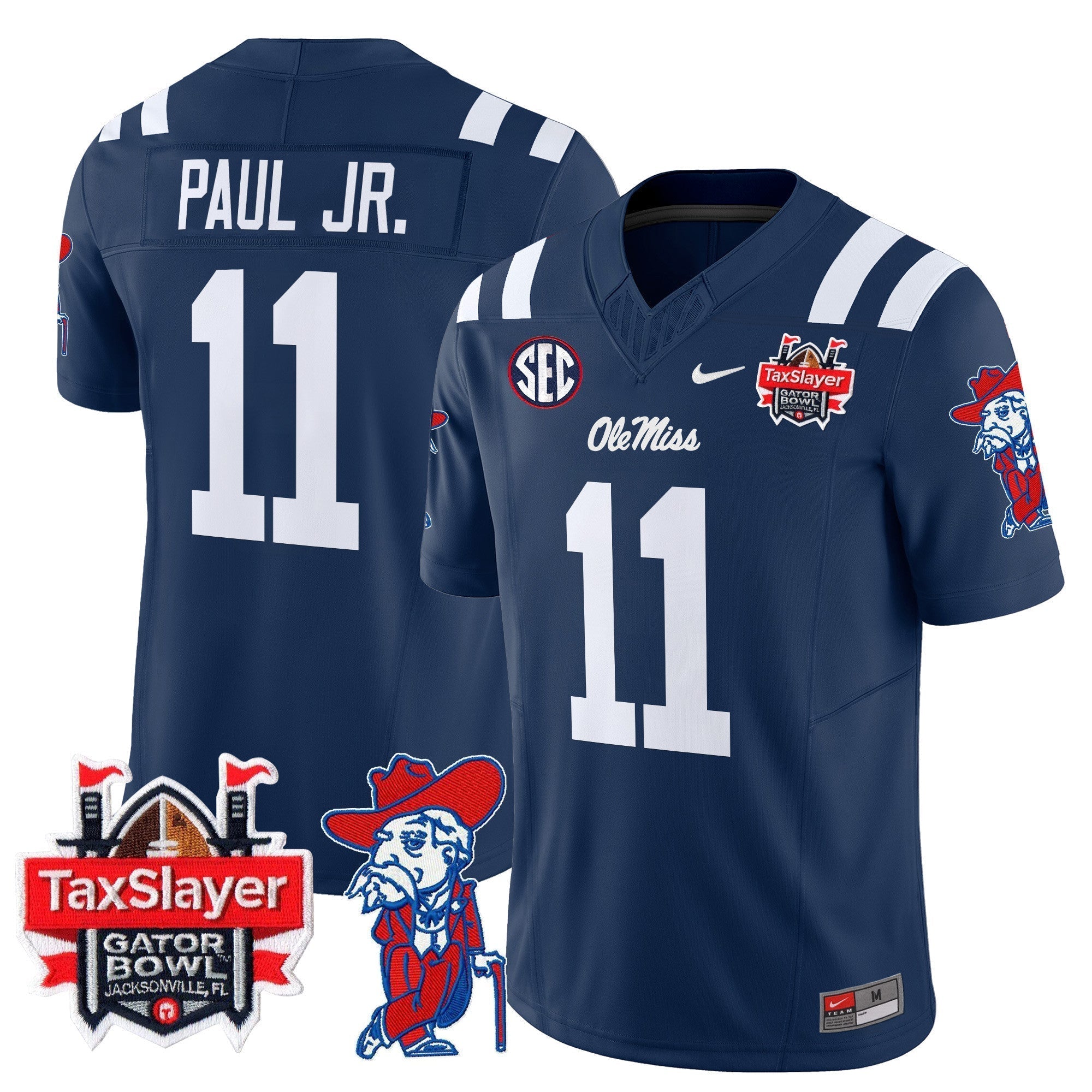 Men Ole Miss Rebels 2025 Gator Bowl Patch Vapor Limited Jersey - All Stitched