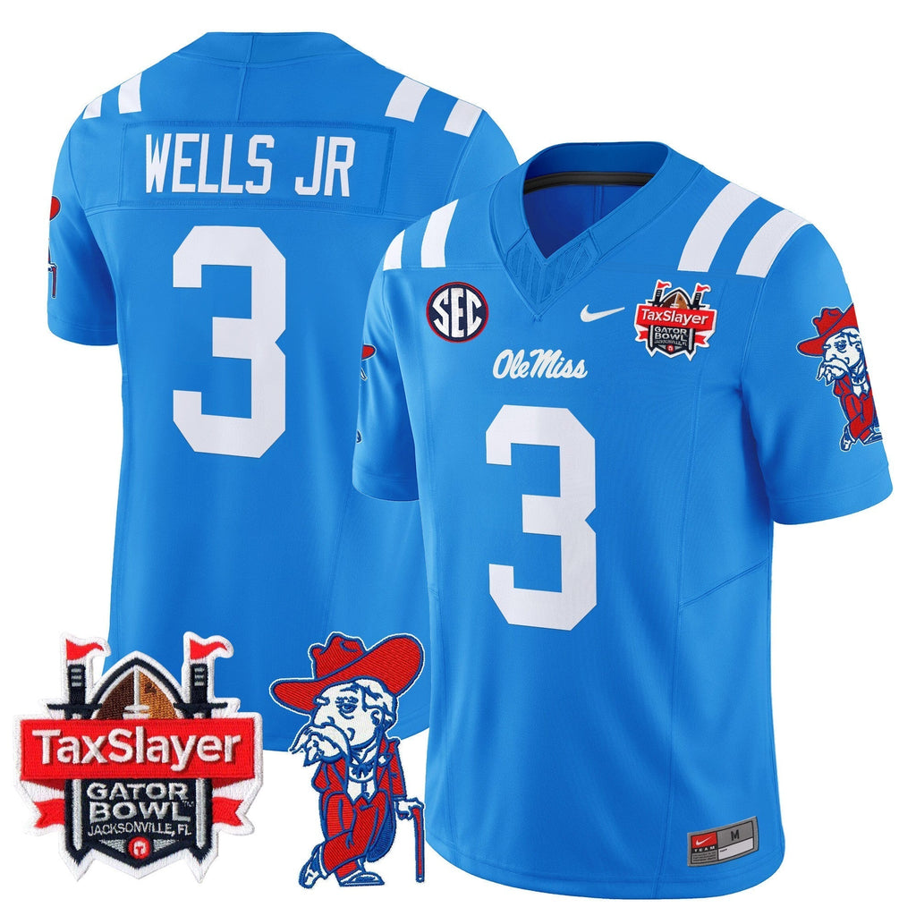 Men Ole Miss Rebels 2025 Gator Bowl Patch Vapor Limited Jersey - All Stitched