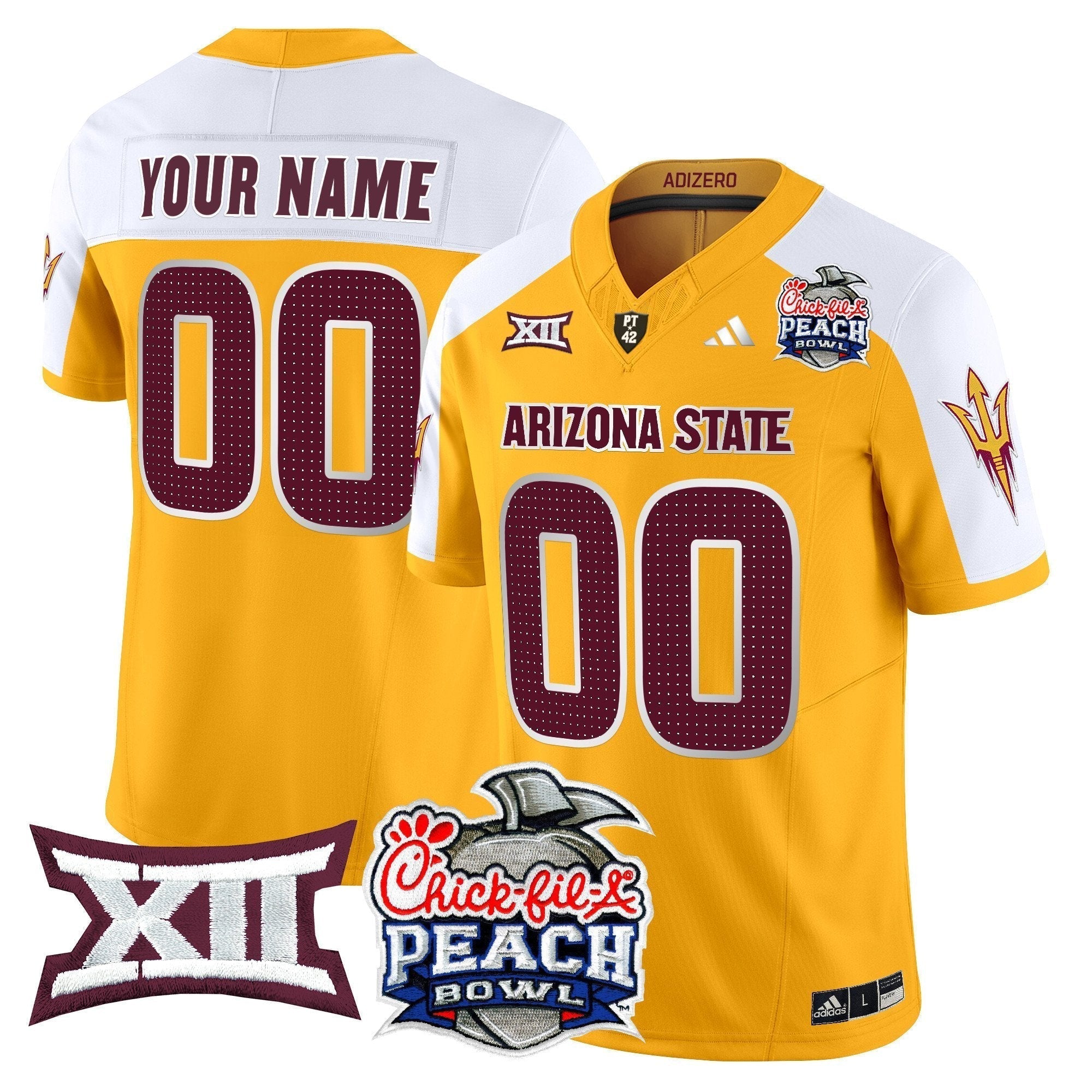 Custom Arizona State Sun Devils 2025 Peach Bowl Vapor Limited Jersey V2 - All Stitched