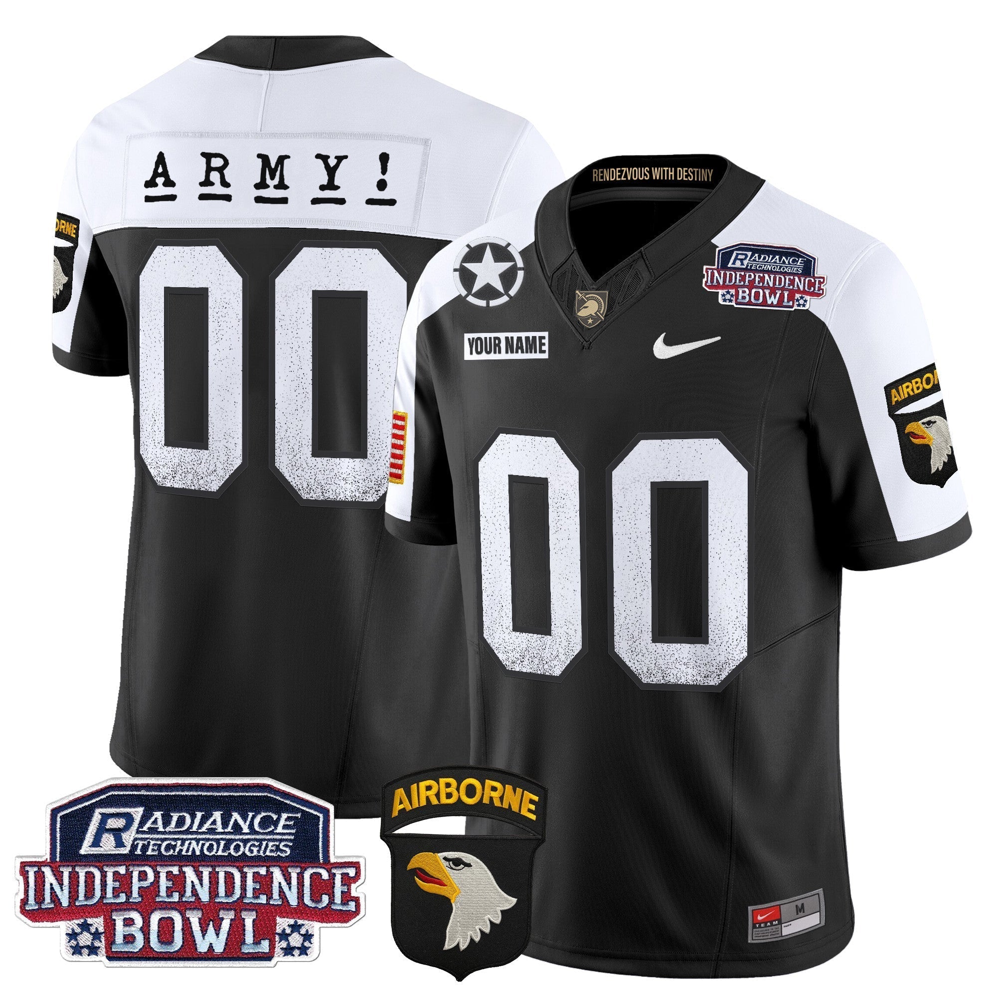 Custom Army Black Knights Independence Bowl Patch 2024 Vapor Limited Jersey - All Stitched