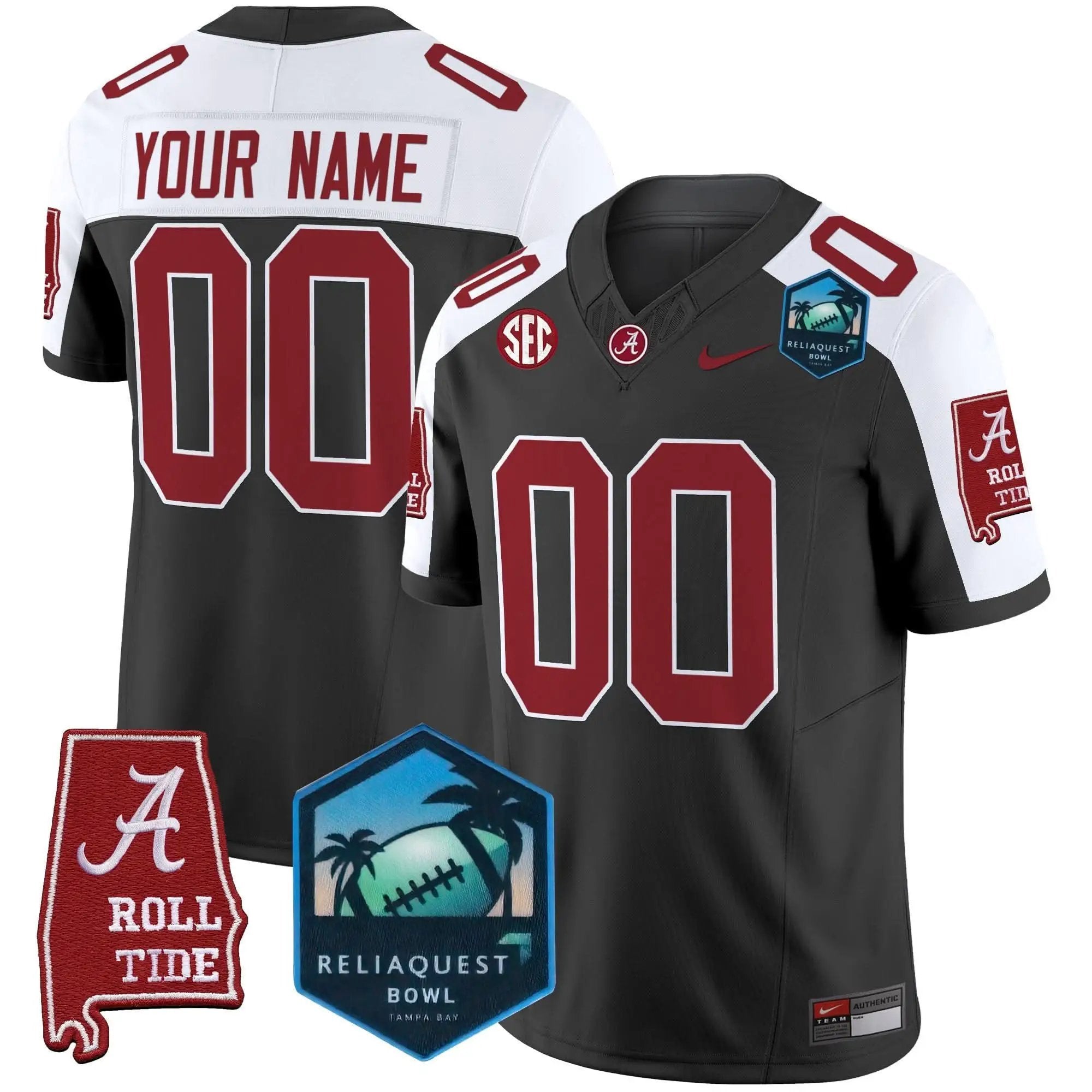 Alabama Crimson Tide Football 2025 ReliaQuest Bowl Patch Vapor Limited Custom Jersey