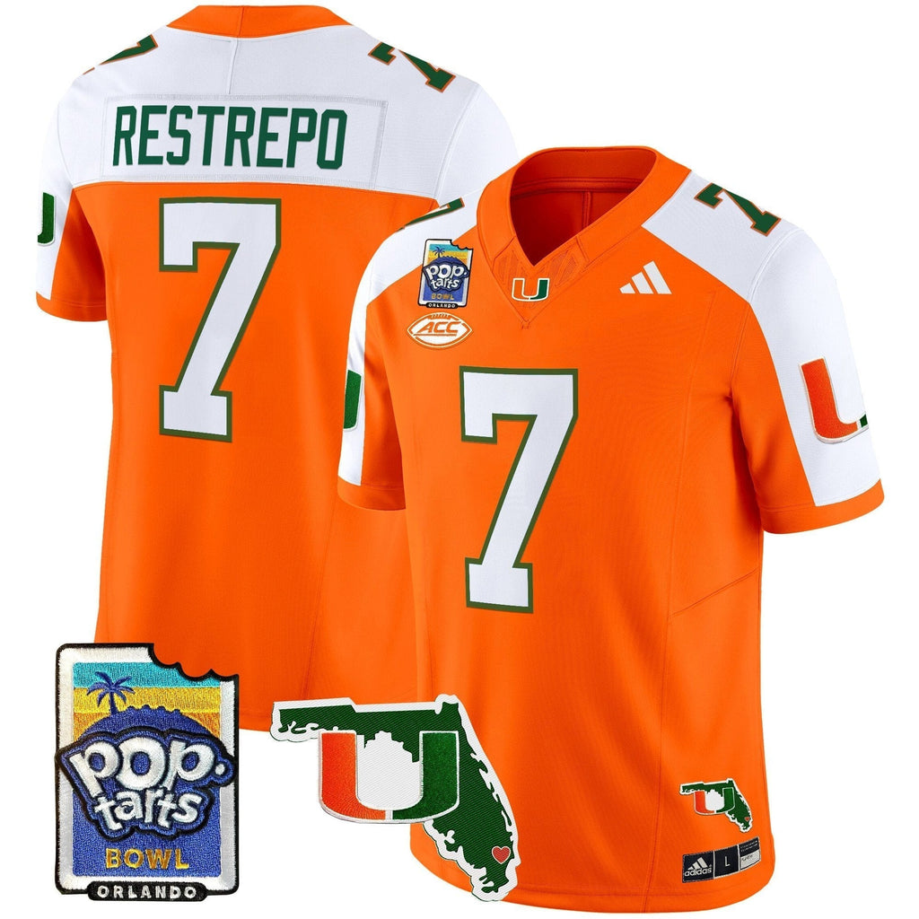 Men Miami Hurricanes 2025 PopTarts Bowl Patch Vapor Limited Jersey - All Stitched