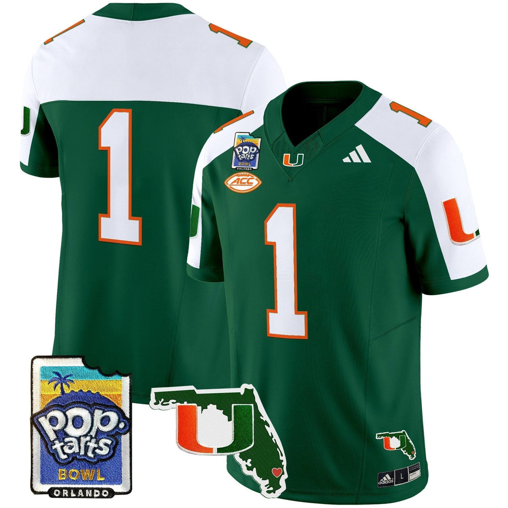 Men Miami Hurricanes 2025 PopTarts Bowl Patch Vapor Limited Jersey - All Stitched