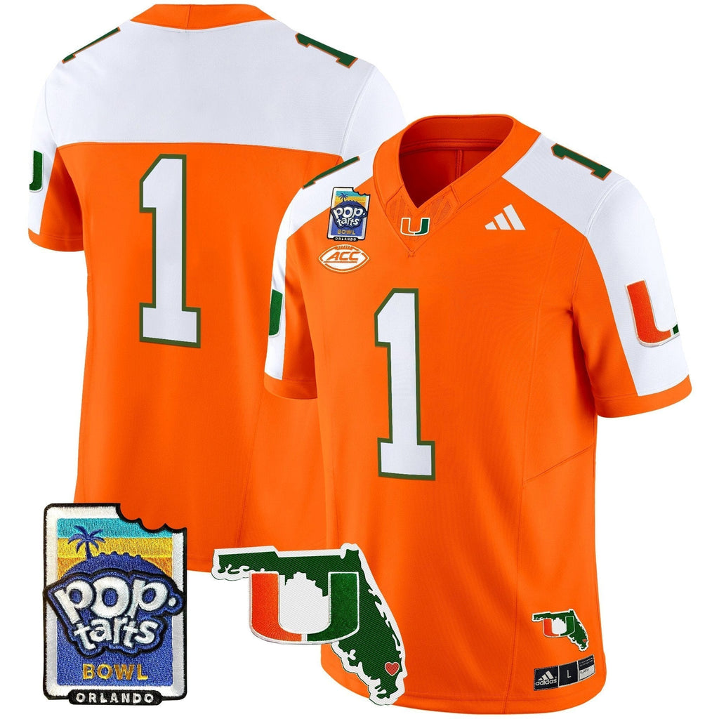 Men Miami Hurricanes 2025 PopTarts Bowl Patch Vapor Limited Jersey - All Stitched