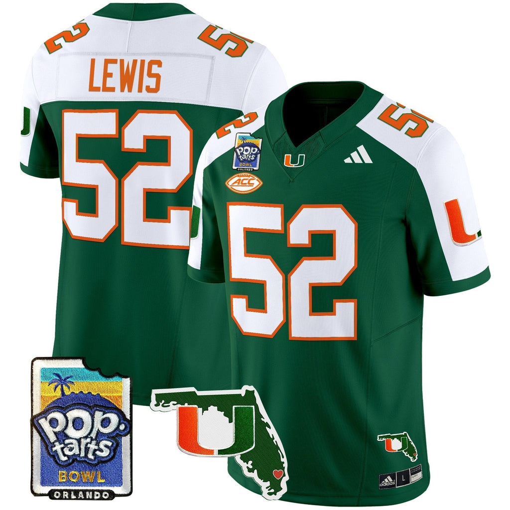 Men Miami Hurricanes 2025 PopTarts Bowl Patch Vapor Limited Jersey - All Stitched