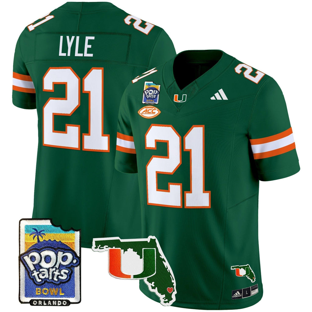 Men Miami Hurricanes 2025 PopTarts Bowl Patch Vapor Limited Jersey - All Stitched