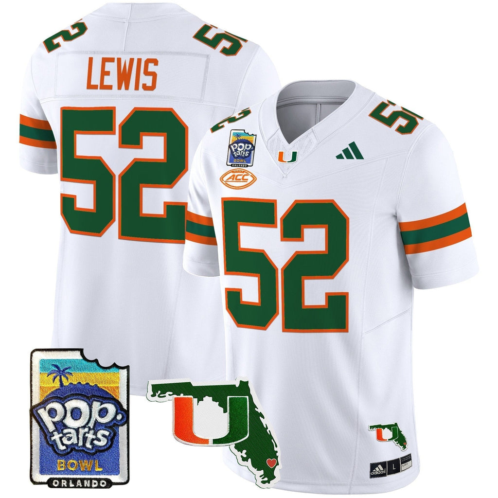 Men Miami Hurricanes 2025 PopTarts Bowl Patch Vapor Limited Jersey - All Stitched