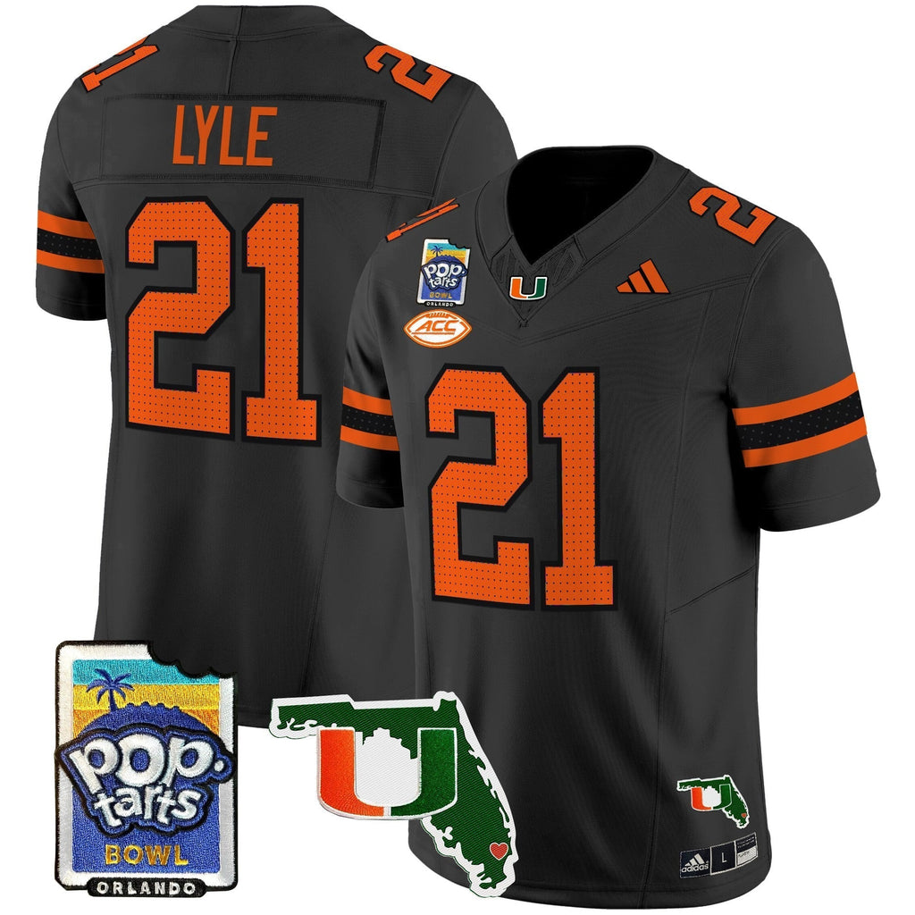 Men Miami Hurricanes 2025 PopTarts Bowl Patch Vapor Limited Jersey - All Stitched