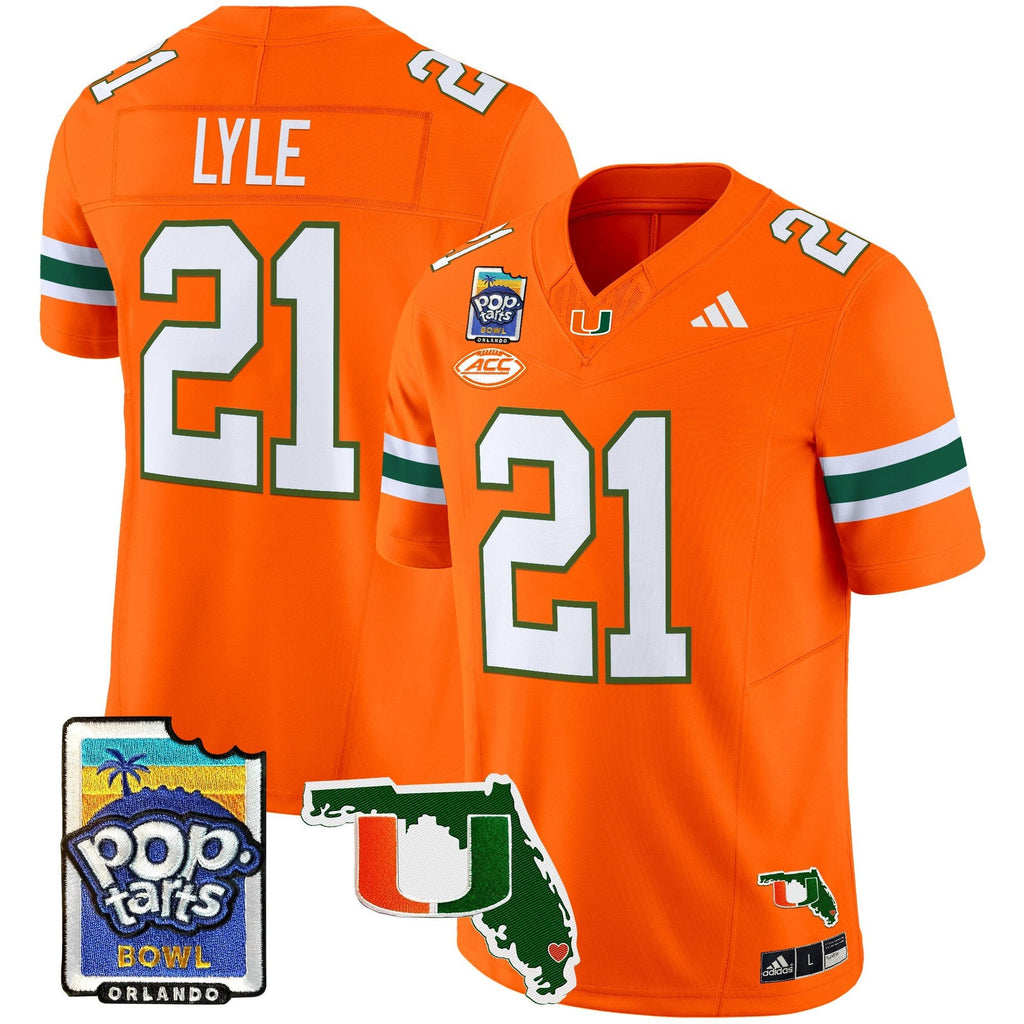 Men Miami Hurricanes 2025 PopTarts Bowl Patch Vapor Limited Jersey - All Stitched