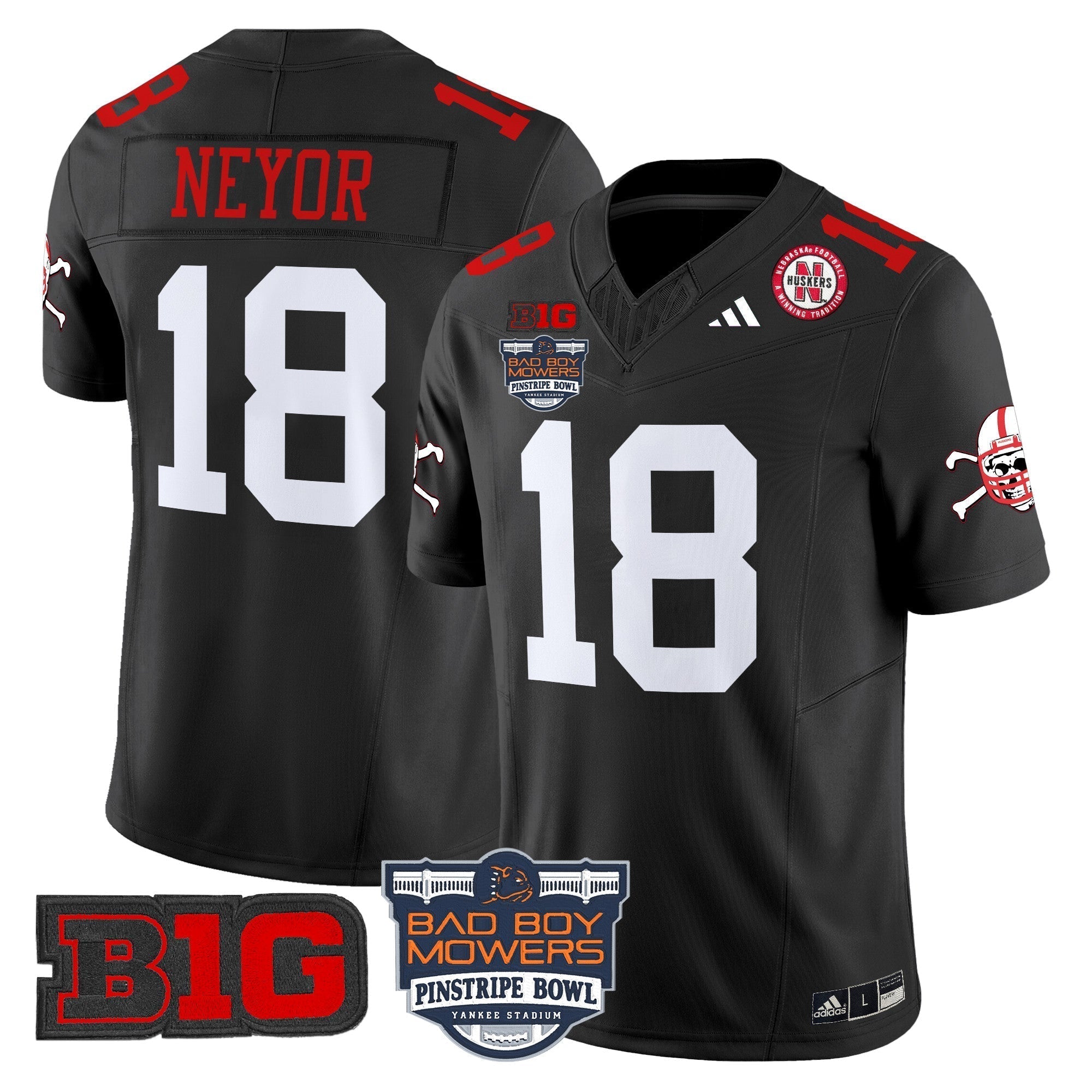 Men Nebraska Cornhuskers 2025 Pinstripe Bowl Patch Vapor Limited Jersey - All Stitched
