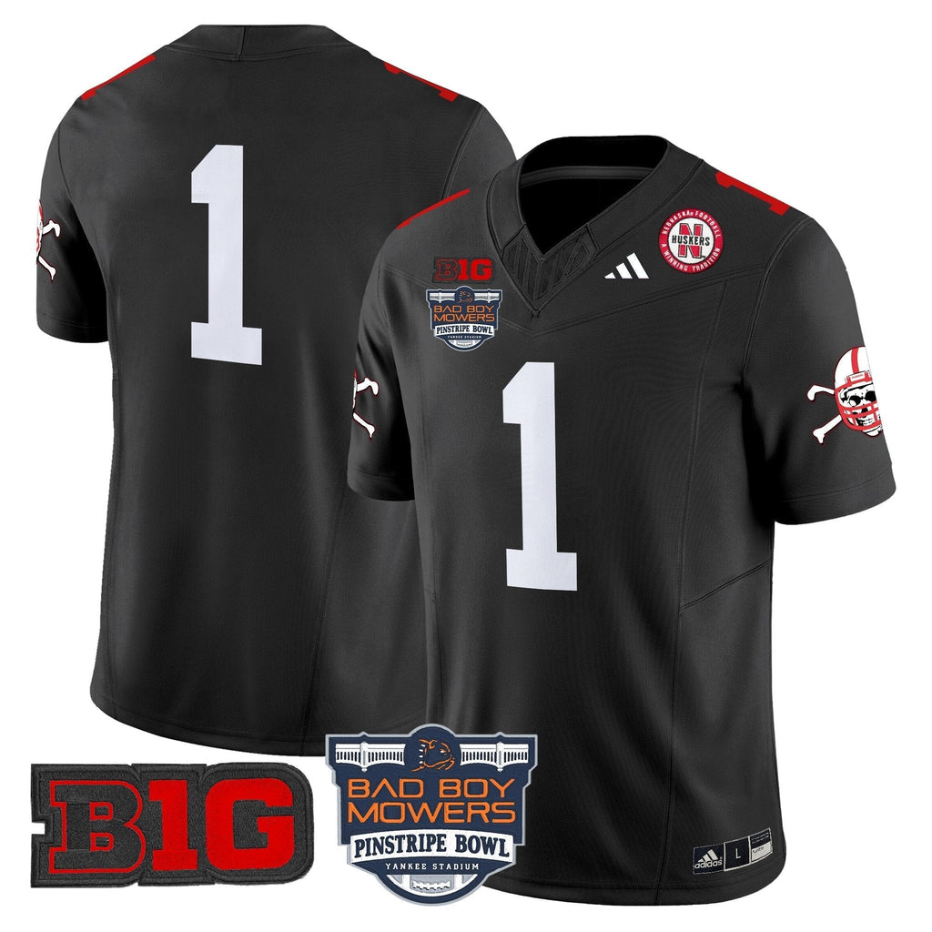 Men Nebraska Cornhuskers 2025 Pinstripe Bowl Patch Vapor Limited Jersey - All Stitched