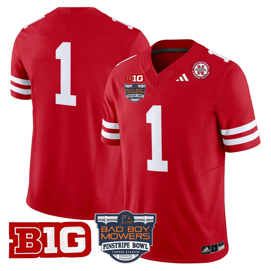 Men Nebraska Cornhuskers 2025 Pinstripe Bowl Patch Vapor Limited Jersey - All Stitched