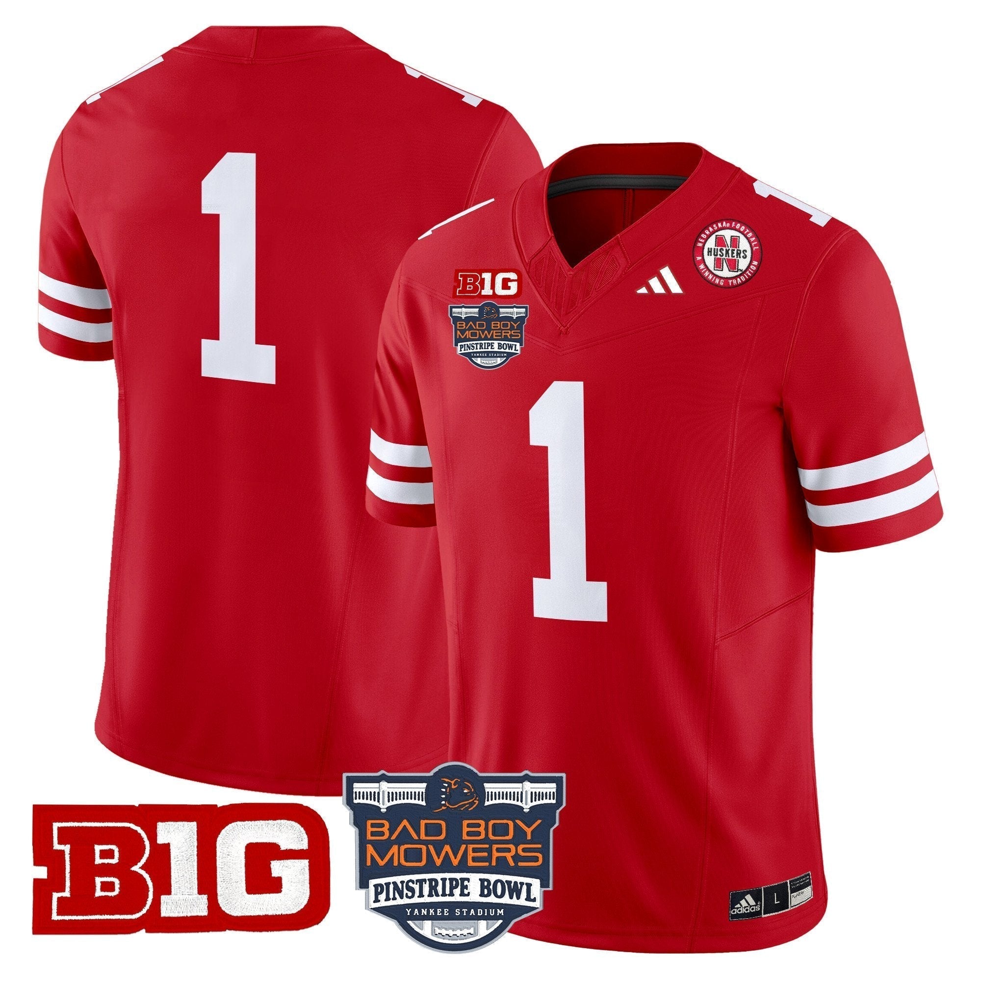Men Nebraska Cornhuskers 2025 Pinstripe Bowl Patch Vapor Limited Jersey - All Stitched
