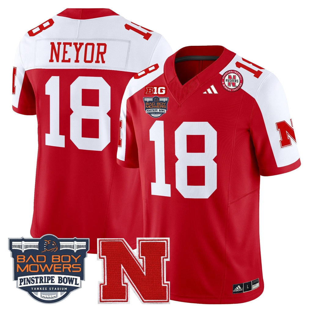 Men Nebraska Cornhuskers 2025 Pinstripe Bowl Patch Vapor Limited Jersey - All Stitched
