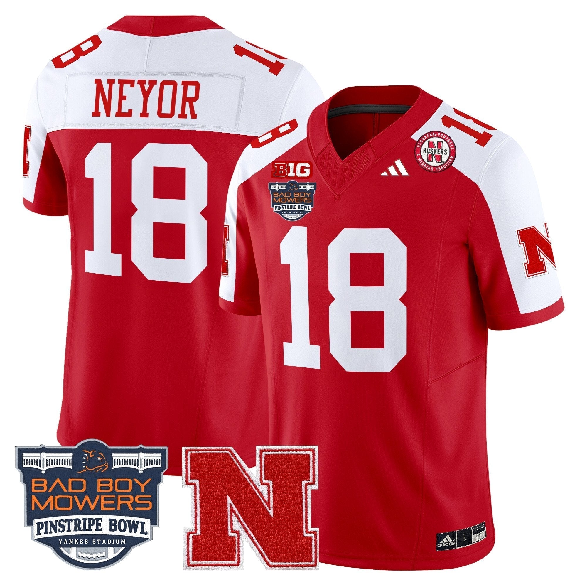 Men Nebraska Cornhuskers 2025 Pinstripe Bowl Patch Vapor Limited Jersey - All Stitched
