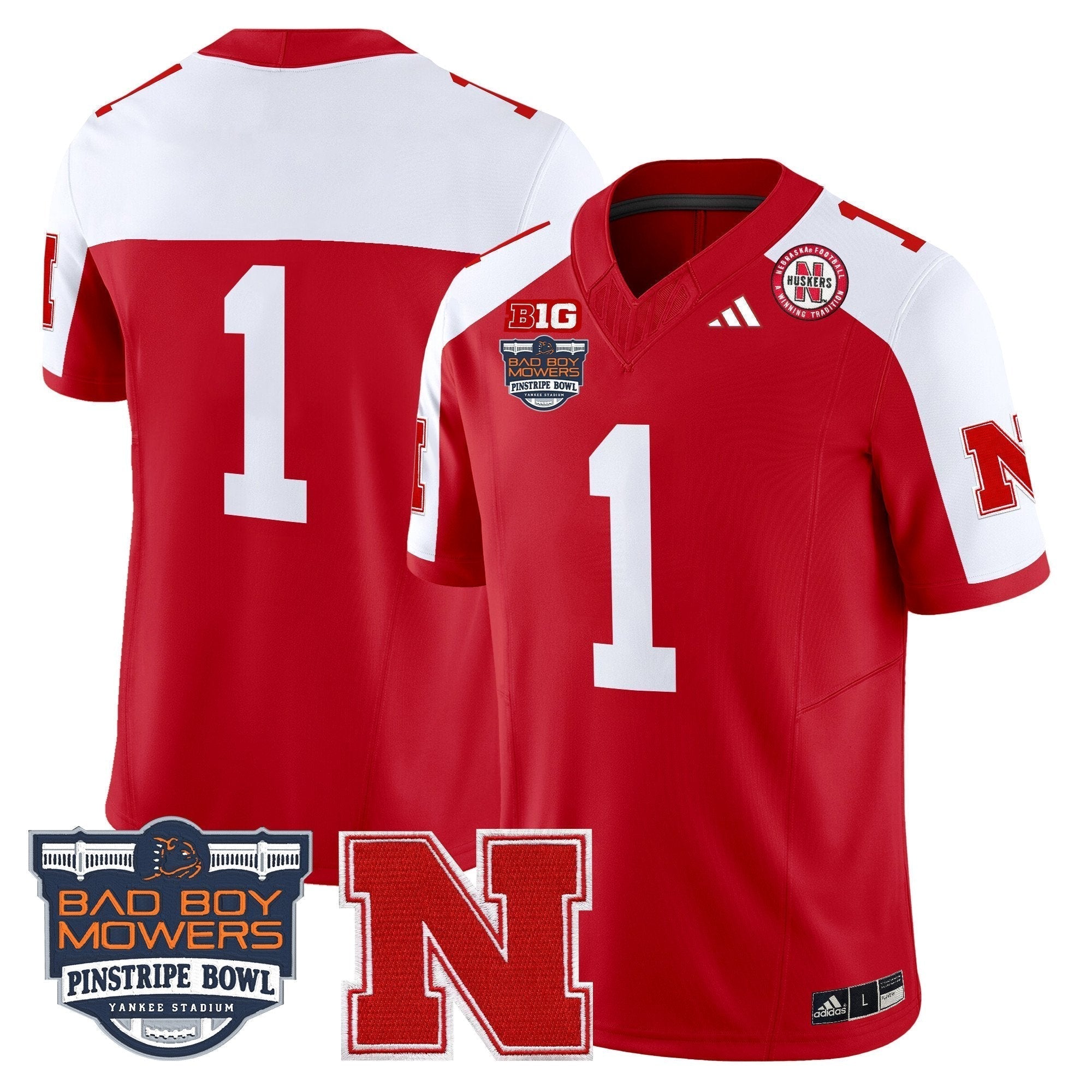 Men Nebraska Cornhuskers 2025 Pinstripe Bowl Patch Vapor Limited Jersey - All Stitched