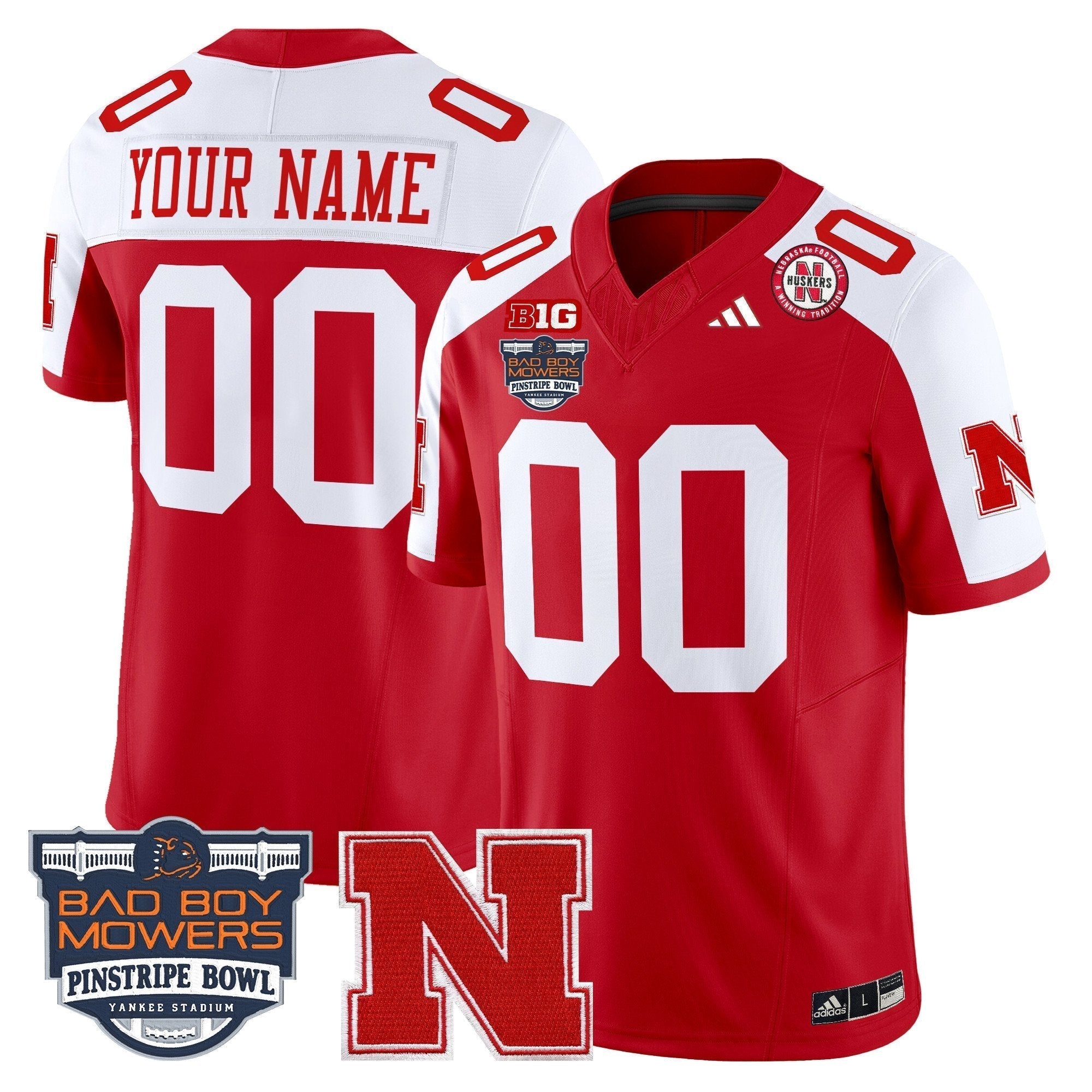 Custom Nebraska Cornhuskers 2025 Pinstripe Bowl Patch Vapor Limited Jersey - All Stitched