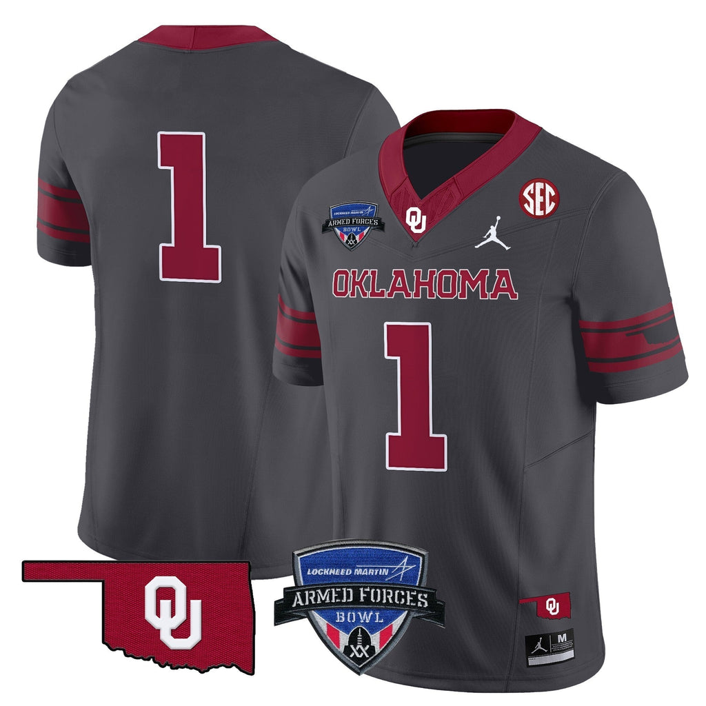 Men Oklahoma Sooners 2025 Armed Forces Bowl Patch Vapor Limited Jersey - All Stitched