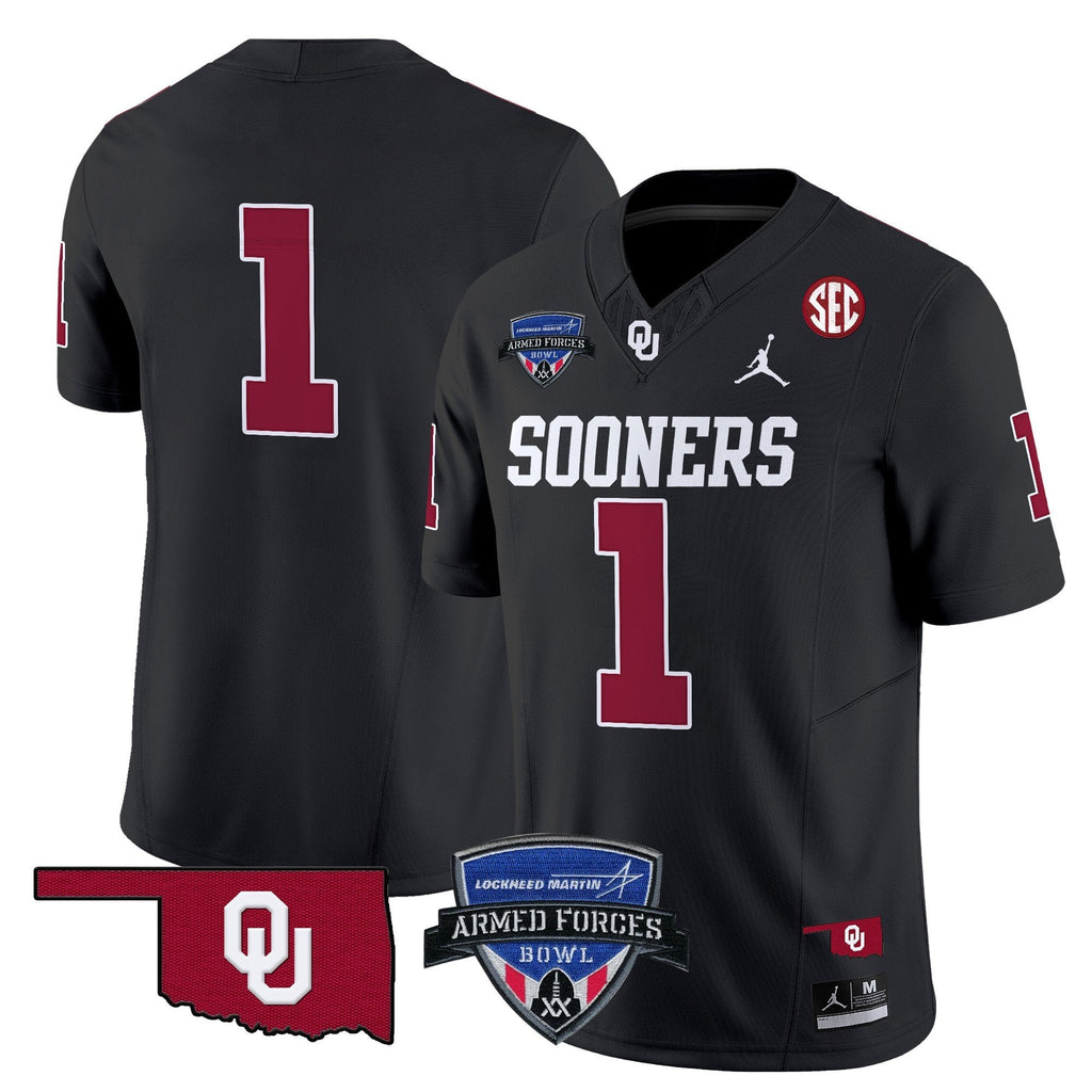 Men Oklahoma Sooners 2025 Armed Forces Bowl Patch Vapor Limited Jersey - All Stitched