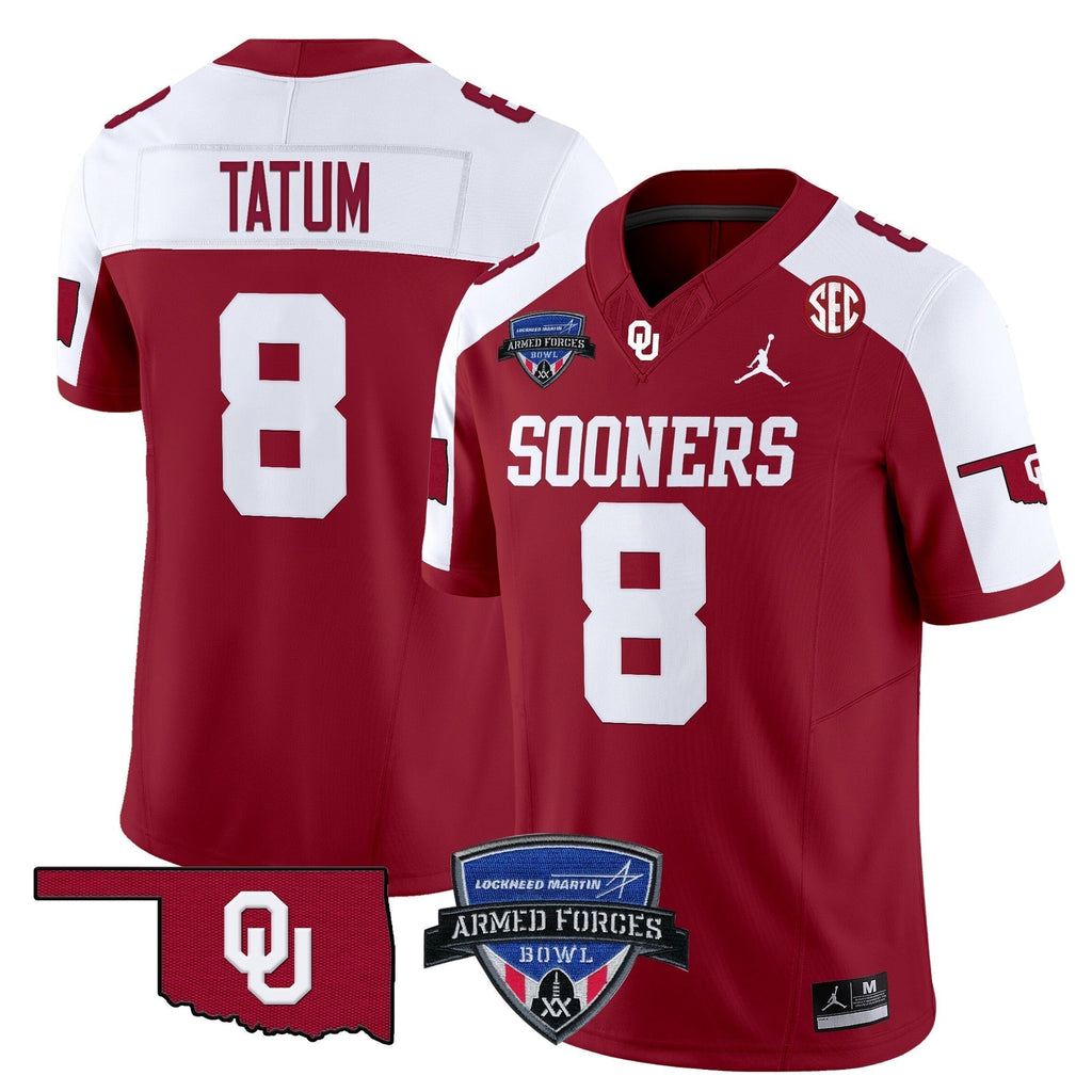 Men Oklahoma Sooners 2025 Armed Forces Bowl Patch Vapor Limited Jersey - All Stitched