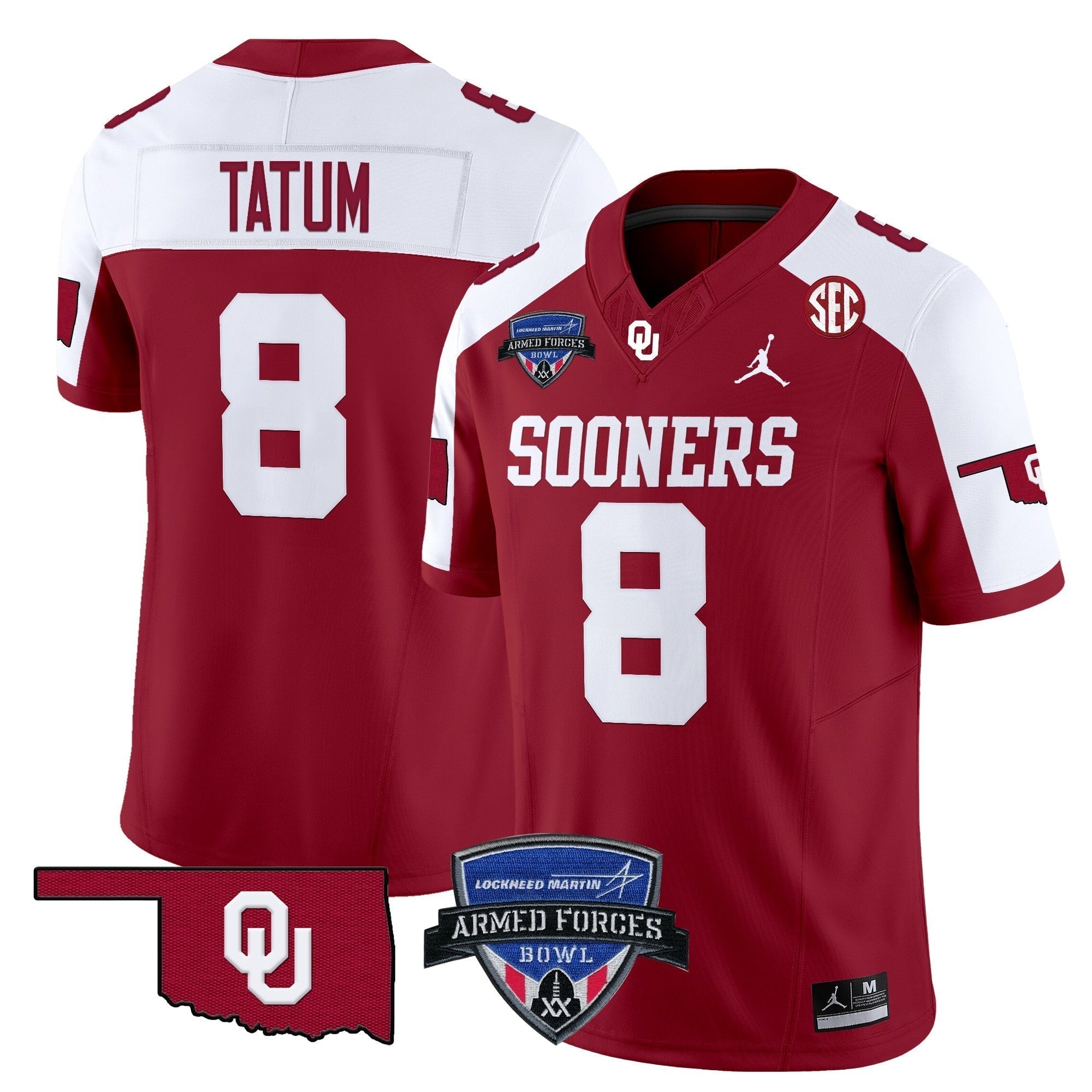 Men Oklahoma Sooners 2025 Armed Forces Bowl Patch Vapor Limited Jersey - All Stitched