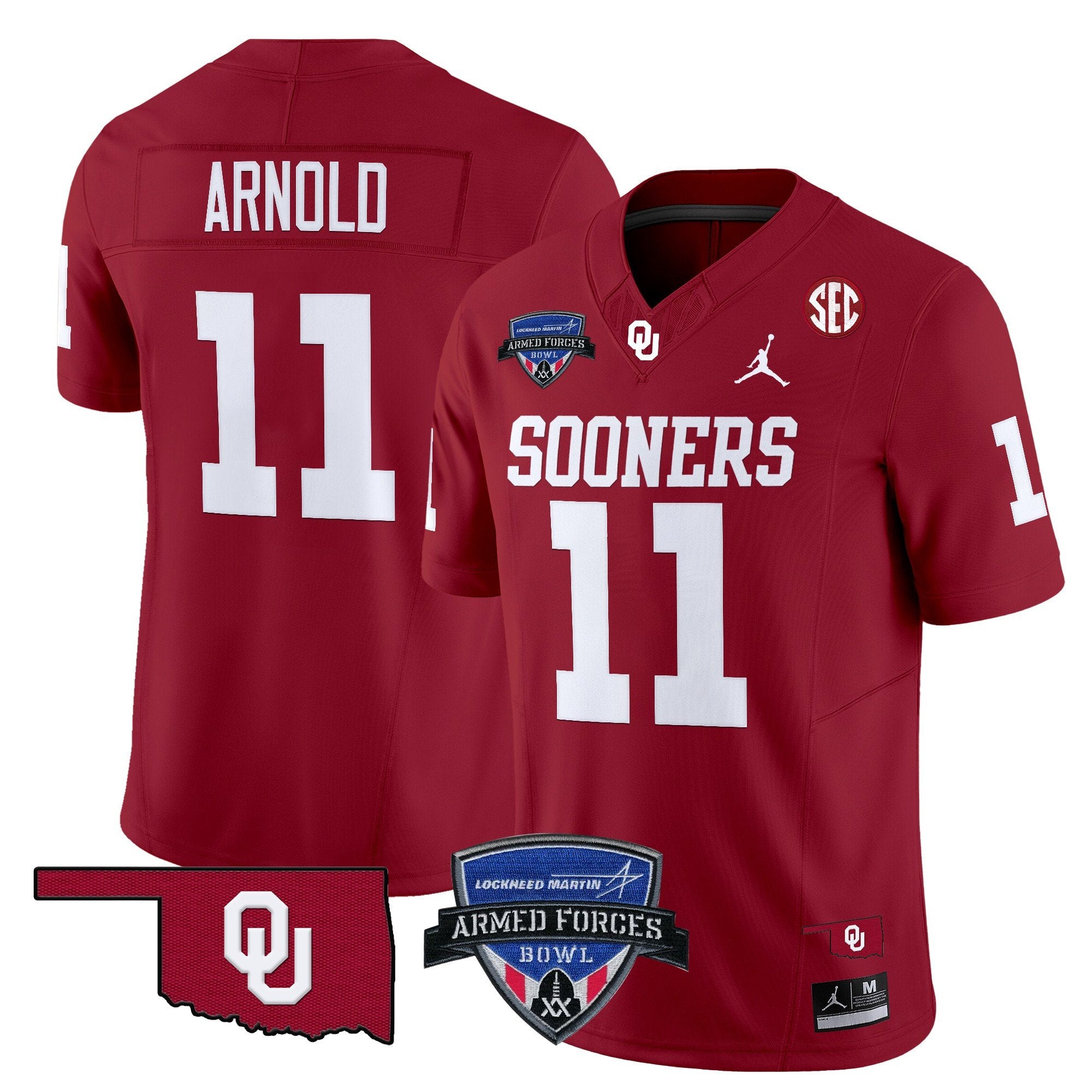 Men Oklahoma Sooners 2025 Armed Forces Bowl Patch Vapor Limited Jersey - All Stitched