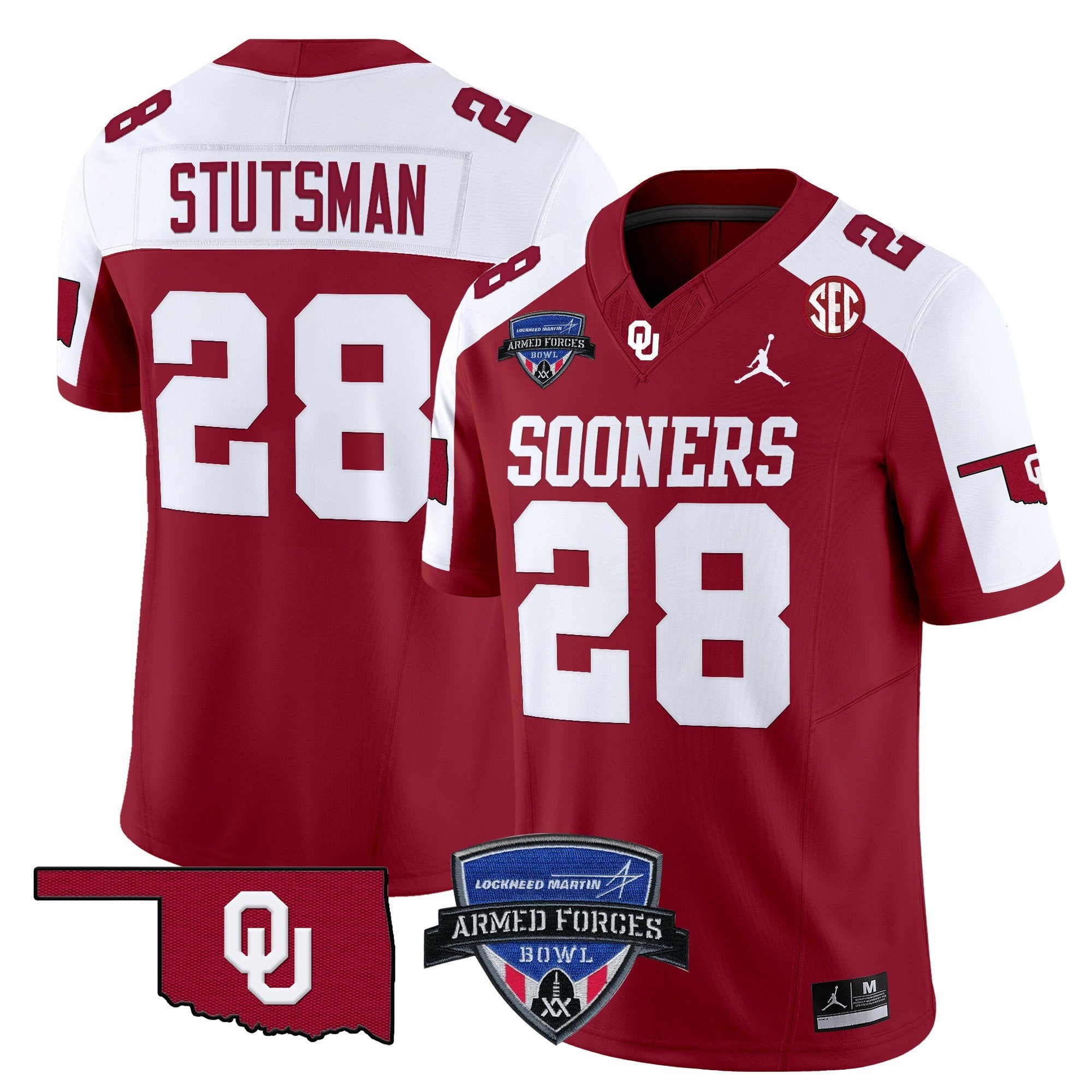 Men Oklahoma Sooners 2025 Armed Forces Bowl Patch Vapor Limited Jersey - All Stitched