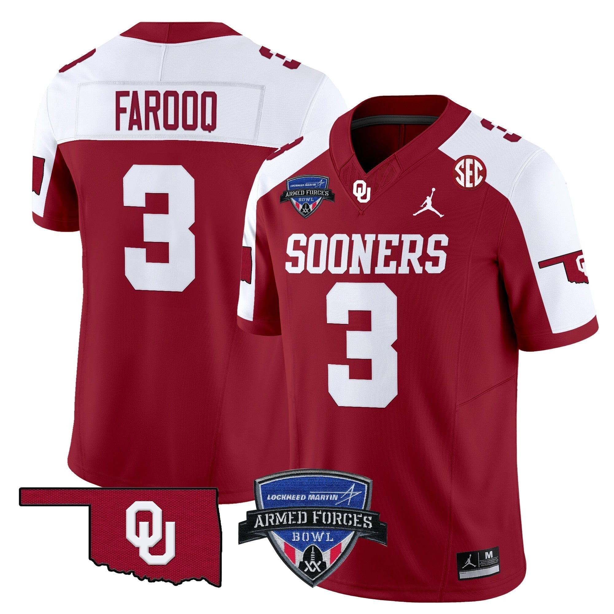 Men Oklahoma Sooners 2025 Armed Forces Bowl Patch Vapor Limited Jersey - All Stitched