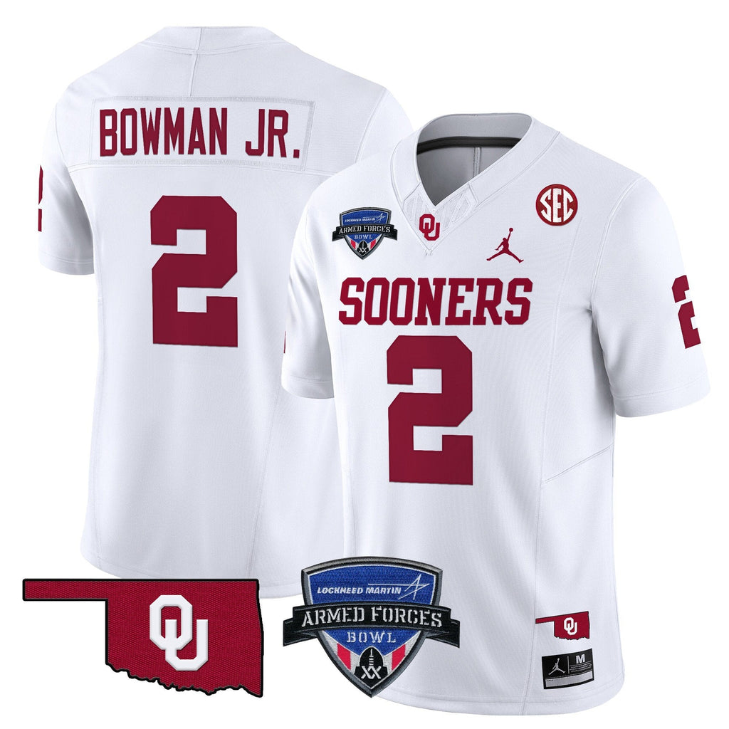 Men Oklahoma Sooners 2025 Armed Forces Bowl Patch Vapor Limited Jersey - All Stitched