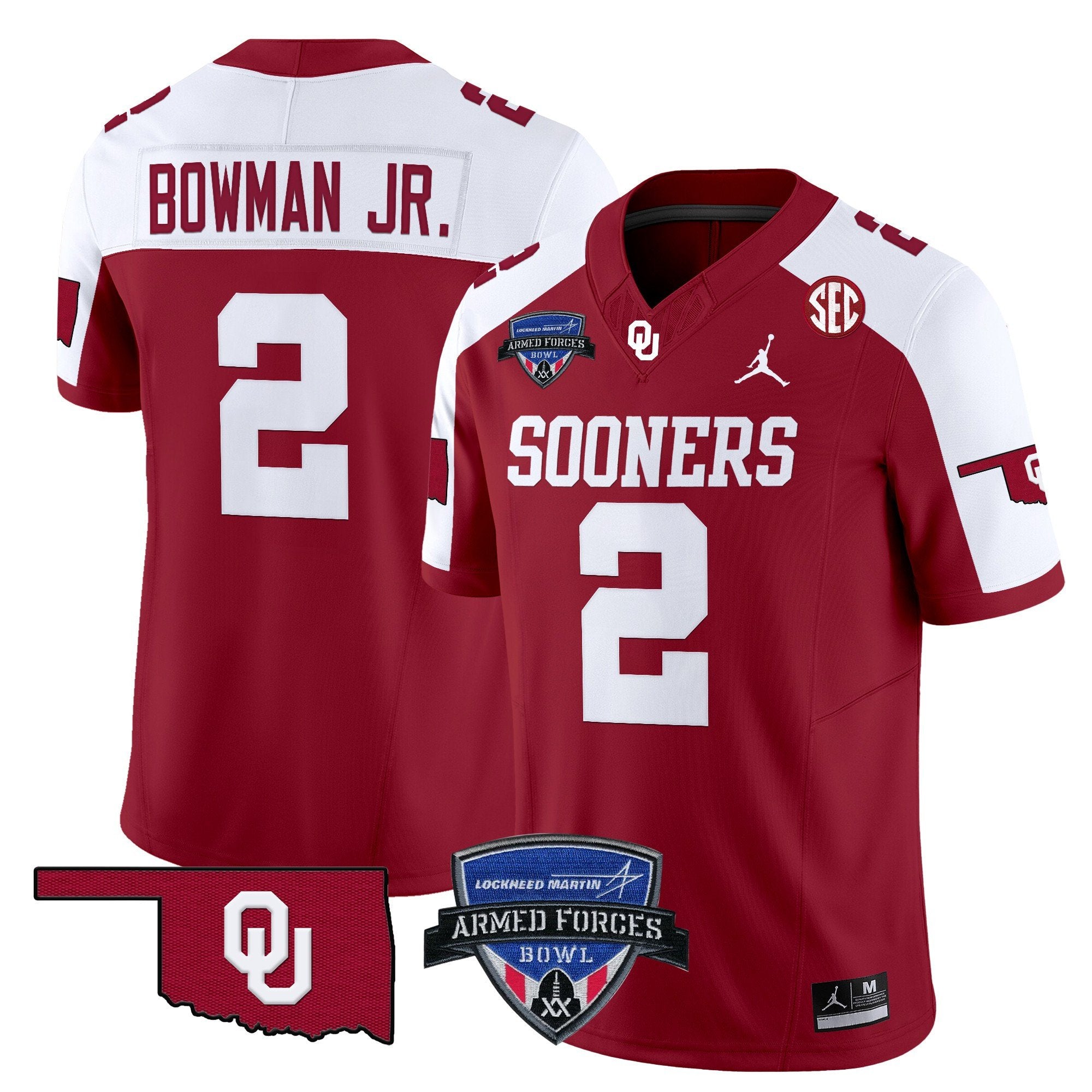 Men Oklahoma Sooners 2025 Armed Forces Bowl Patch Vapor Limited Jersey - All Stitched
