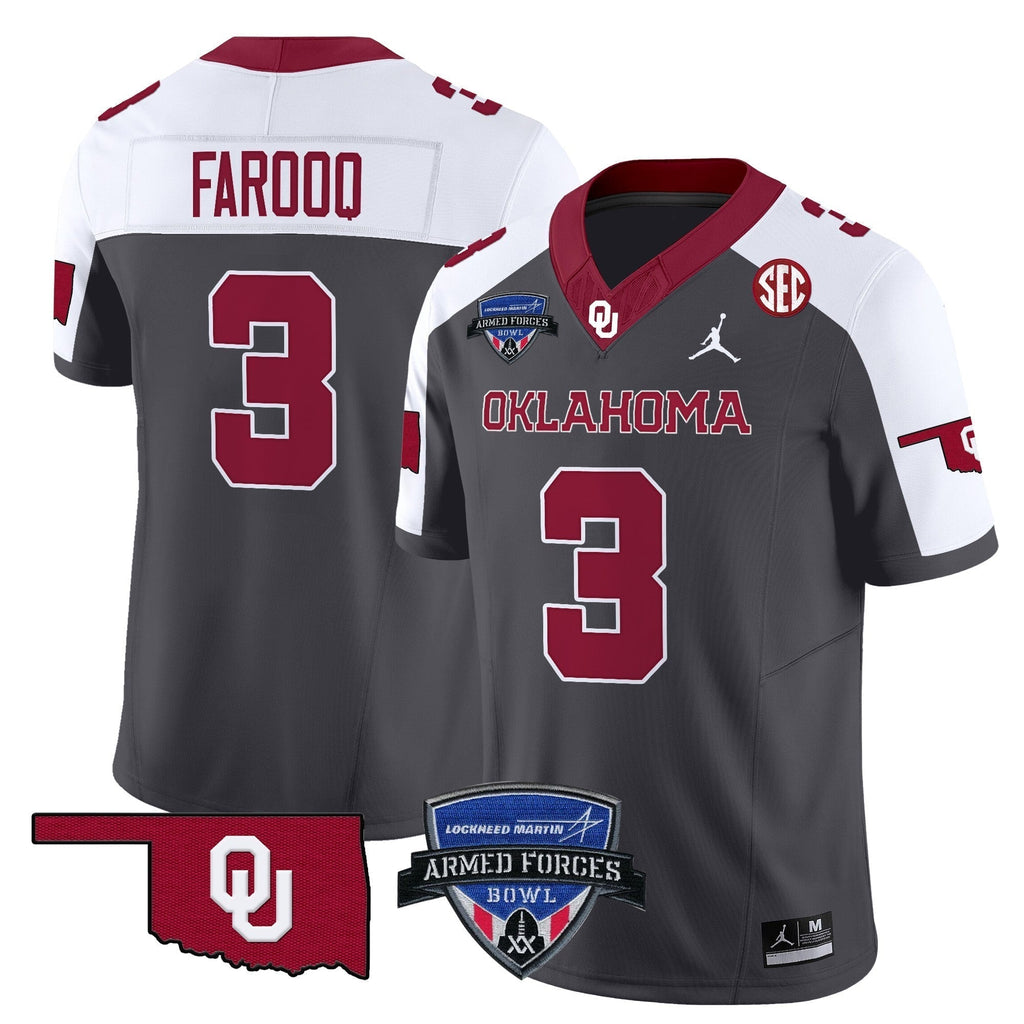 Men Oklahoma Sooners 2025 Armed Forces Bowl Patch Vapor Limited Jersey - All Stitched
