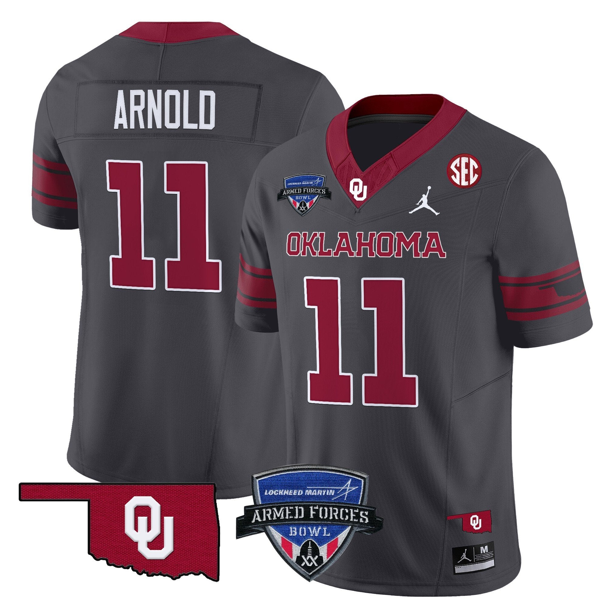 Men Oklahoma Sooners 2025 Armed Forces Bowl Patch Vapor Limited Jersey - All Stitched