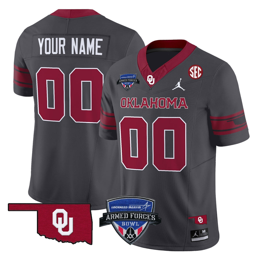 Custom Oklahoma Sooners 2025 Armed Forces Bowl Patch Vapor Limited Jersey - All Stitched