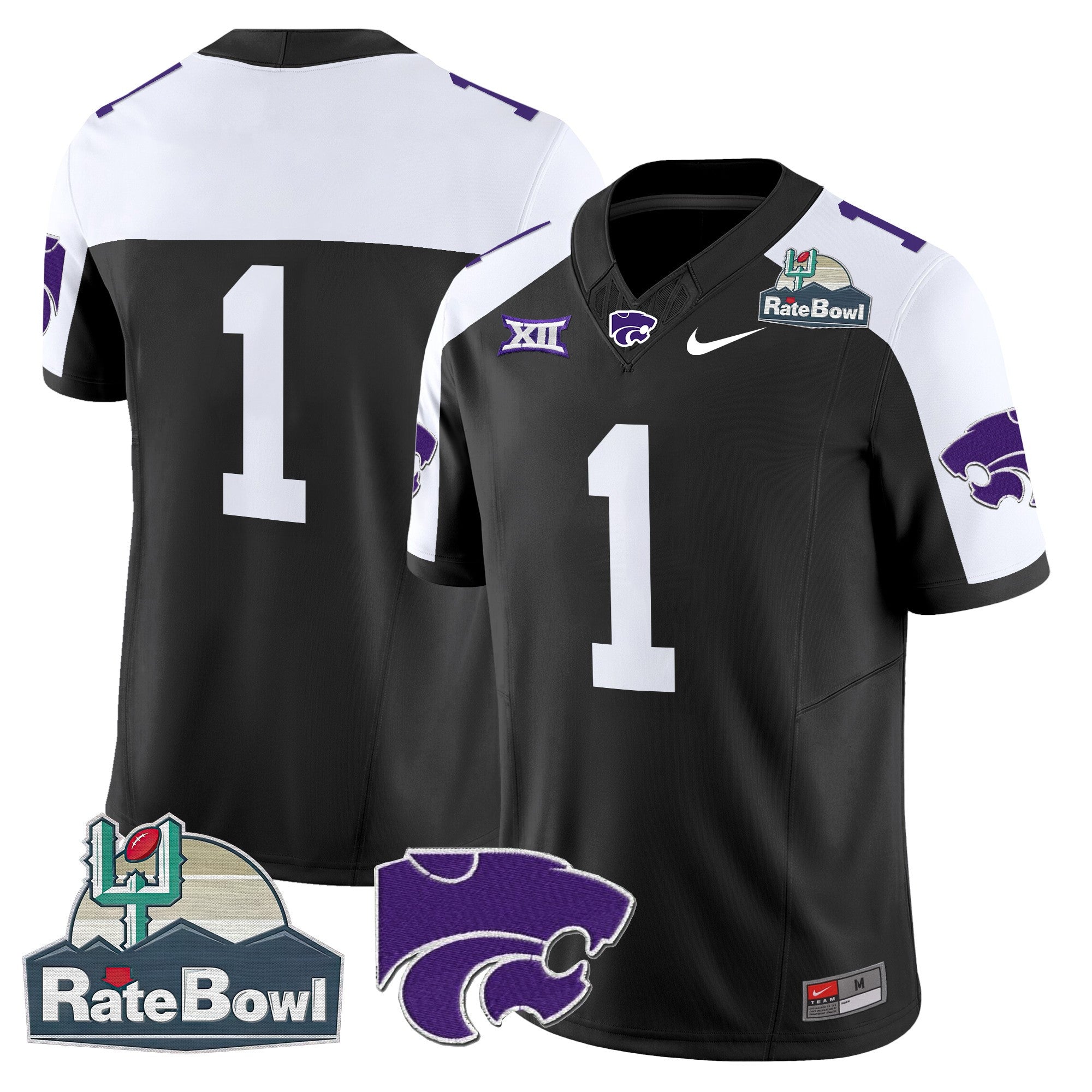 Men Kansas State Wildcats 2025 Rate Bowl Patch Vapor Limited Jersey - All Stitched
