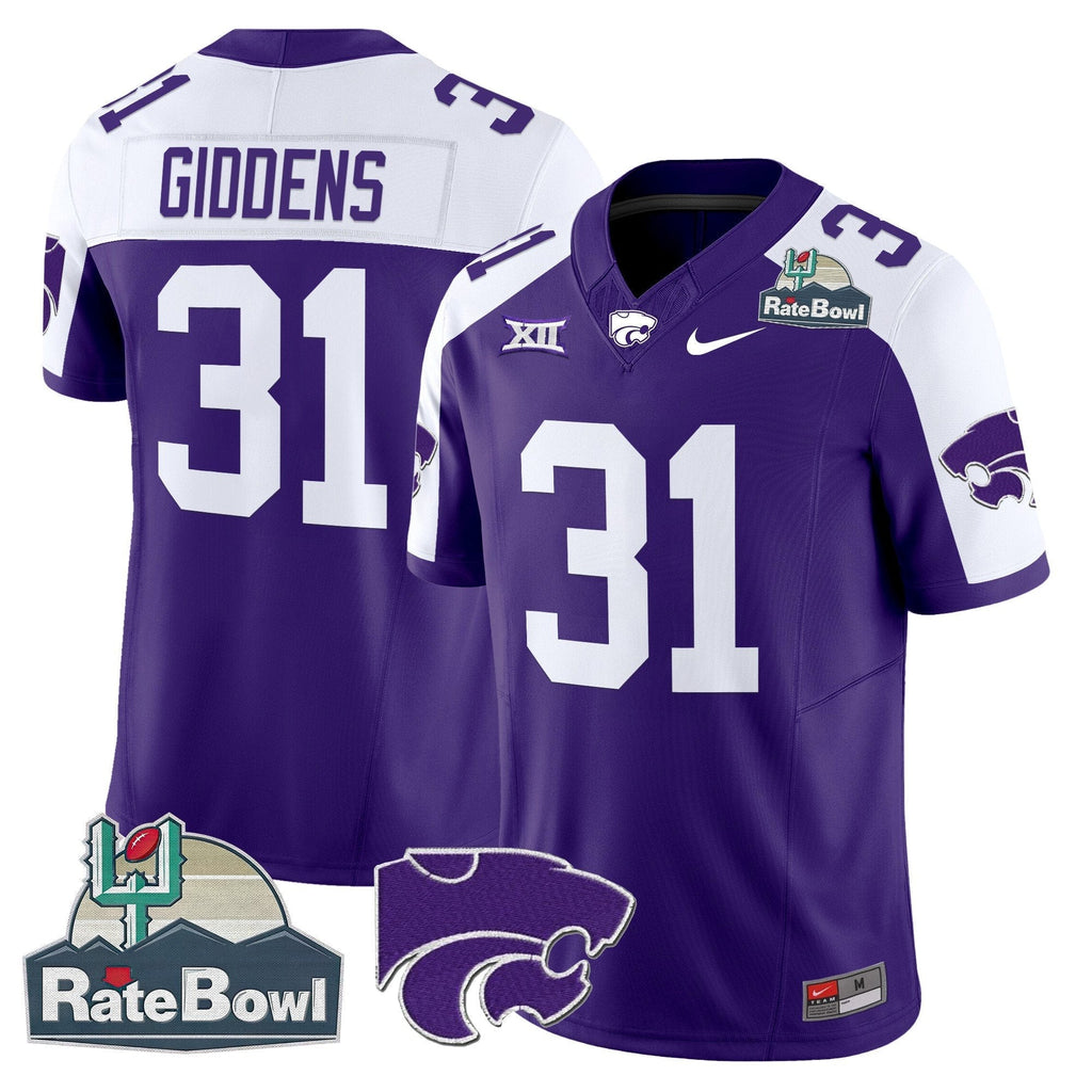 Men Kansas State Wildcats 2025 Rate Bowl Patch Vapor Limited Jersey - All Stitched