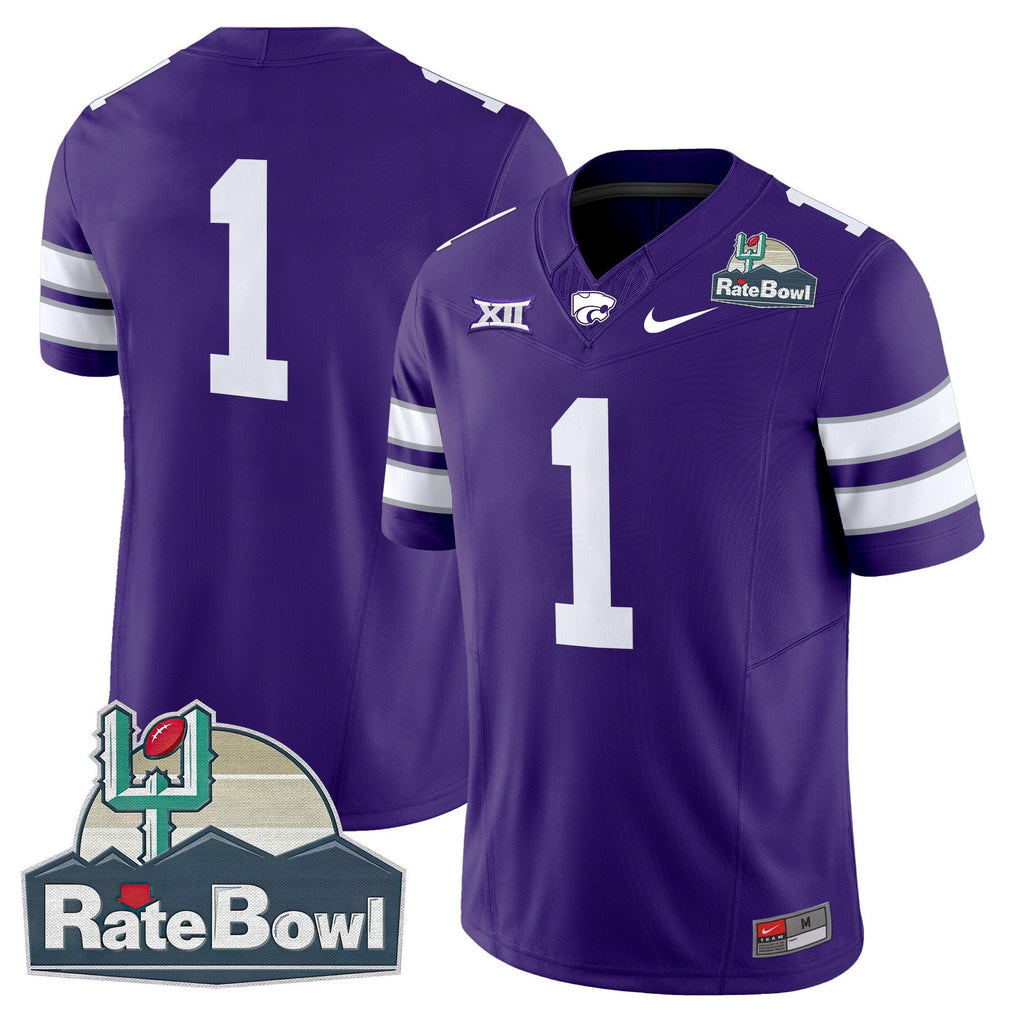 Men Kansas State Wildcats 2025 Rate Bowl Patch Vapor Limited Jersey - All Stitched