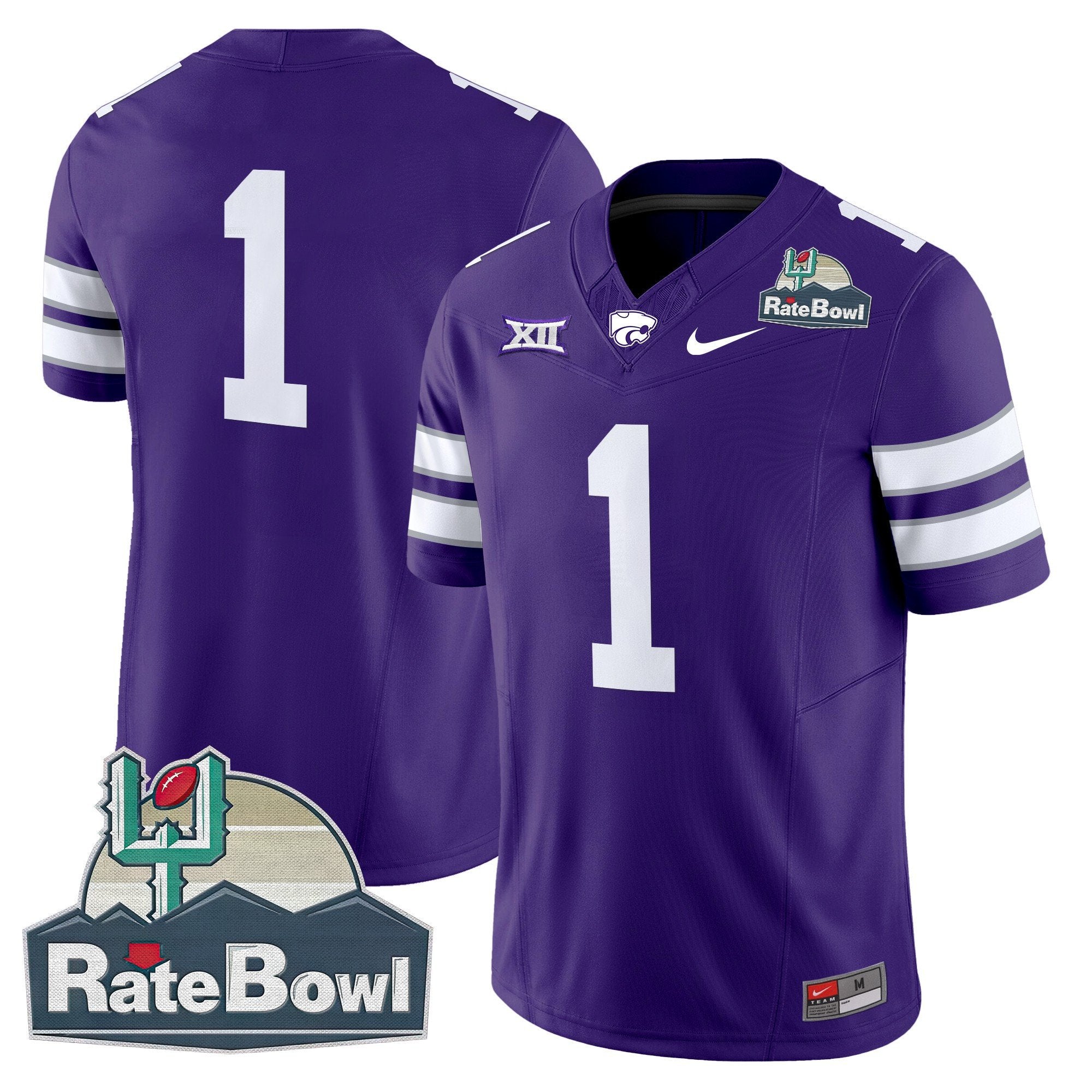 Men Kansas State Wildcats 2025 Rate Bowl Patch Vapor Limited Jersey - All Stitched