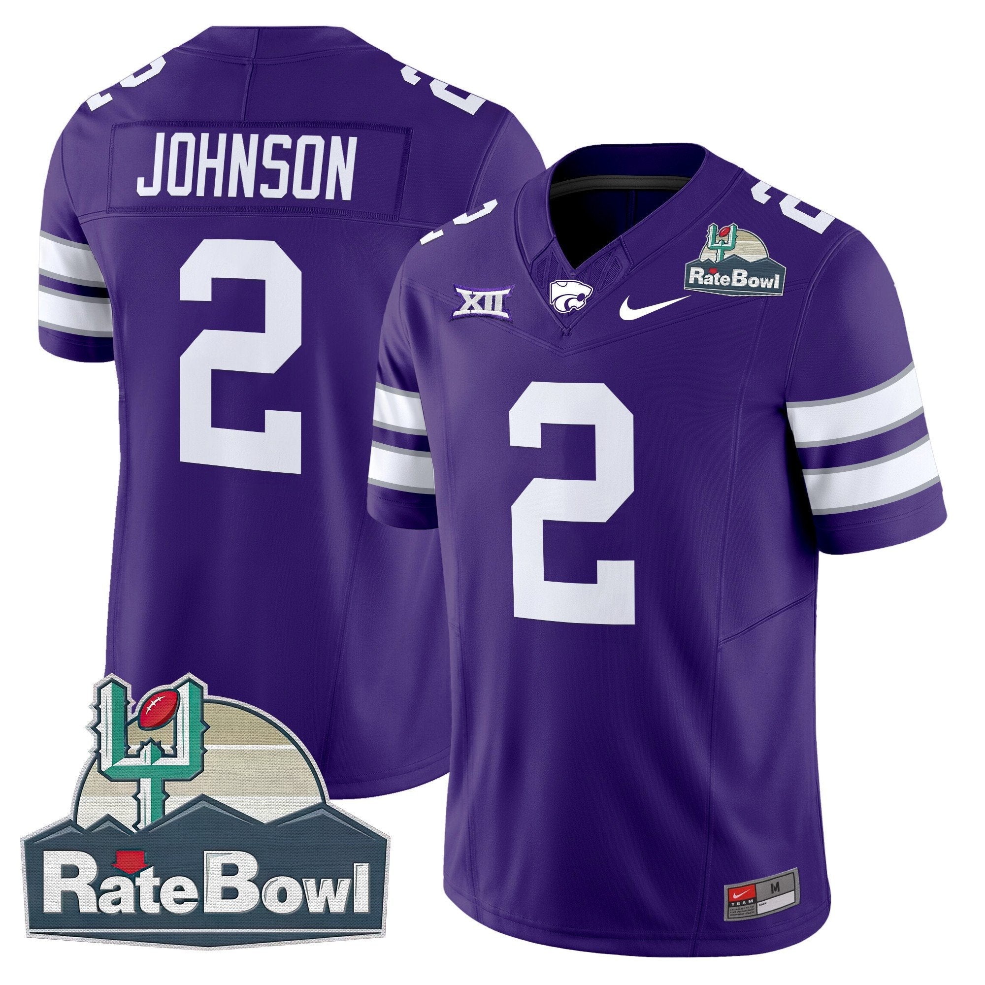 Men Kansas State Wildcats 2025 Rate Bowl Patch Vapor Limited Jersey - All Stitched